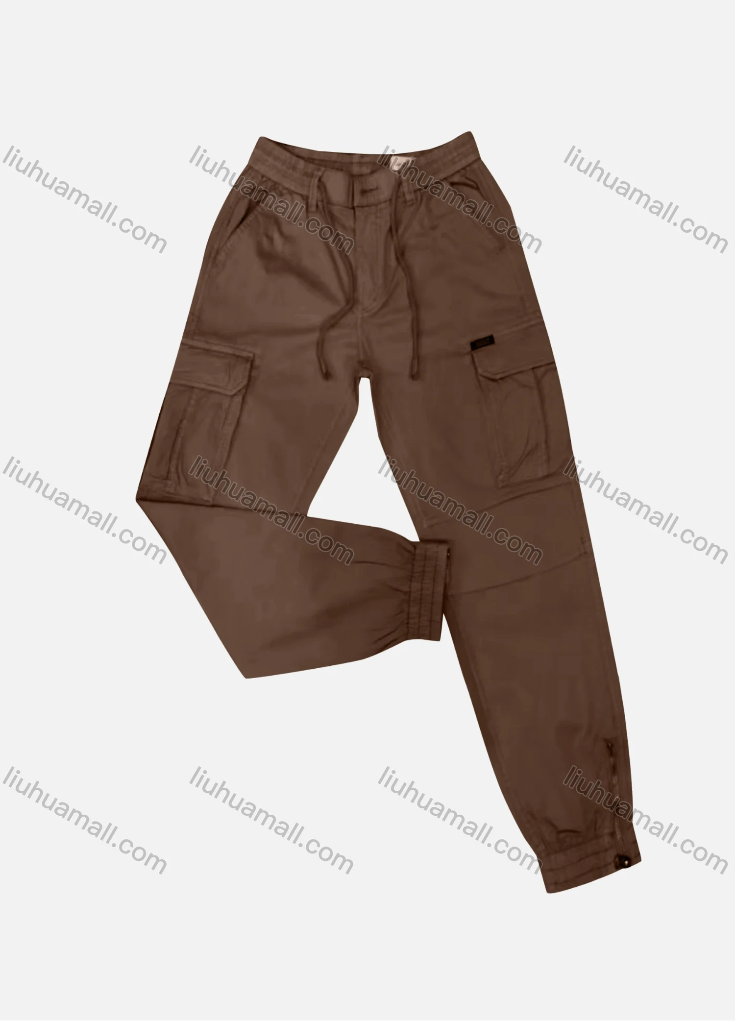 Wholesale Men's Casual Plain Flap Pockets Drawstring Cargo Pant 2215# - Liuhuamall