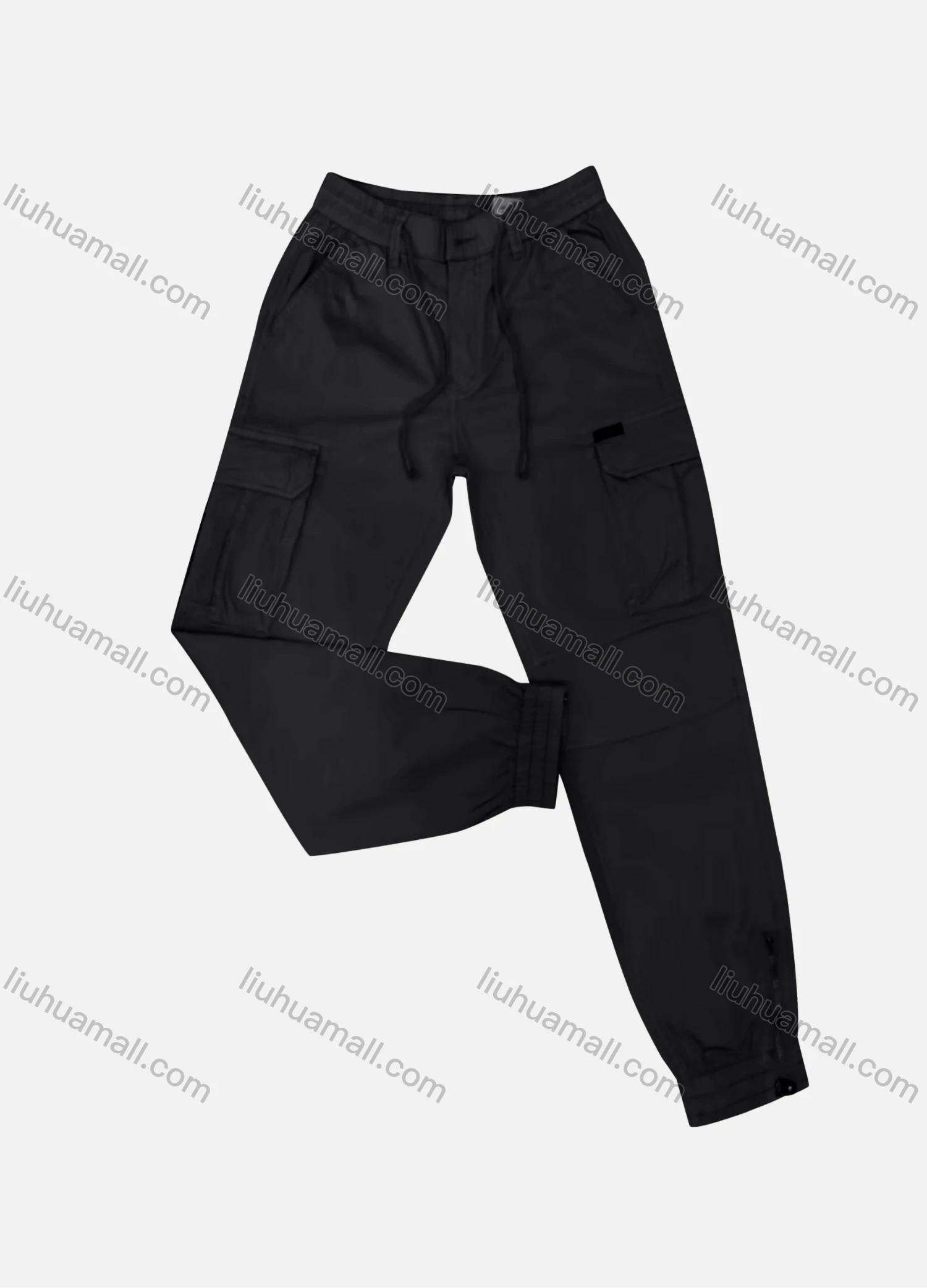 Wholesale Men's Casual Plain Flap Pockets Drawstring Cargo Pant 2215# - Liuhuamall