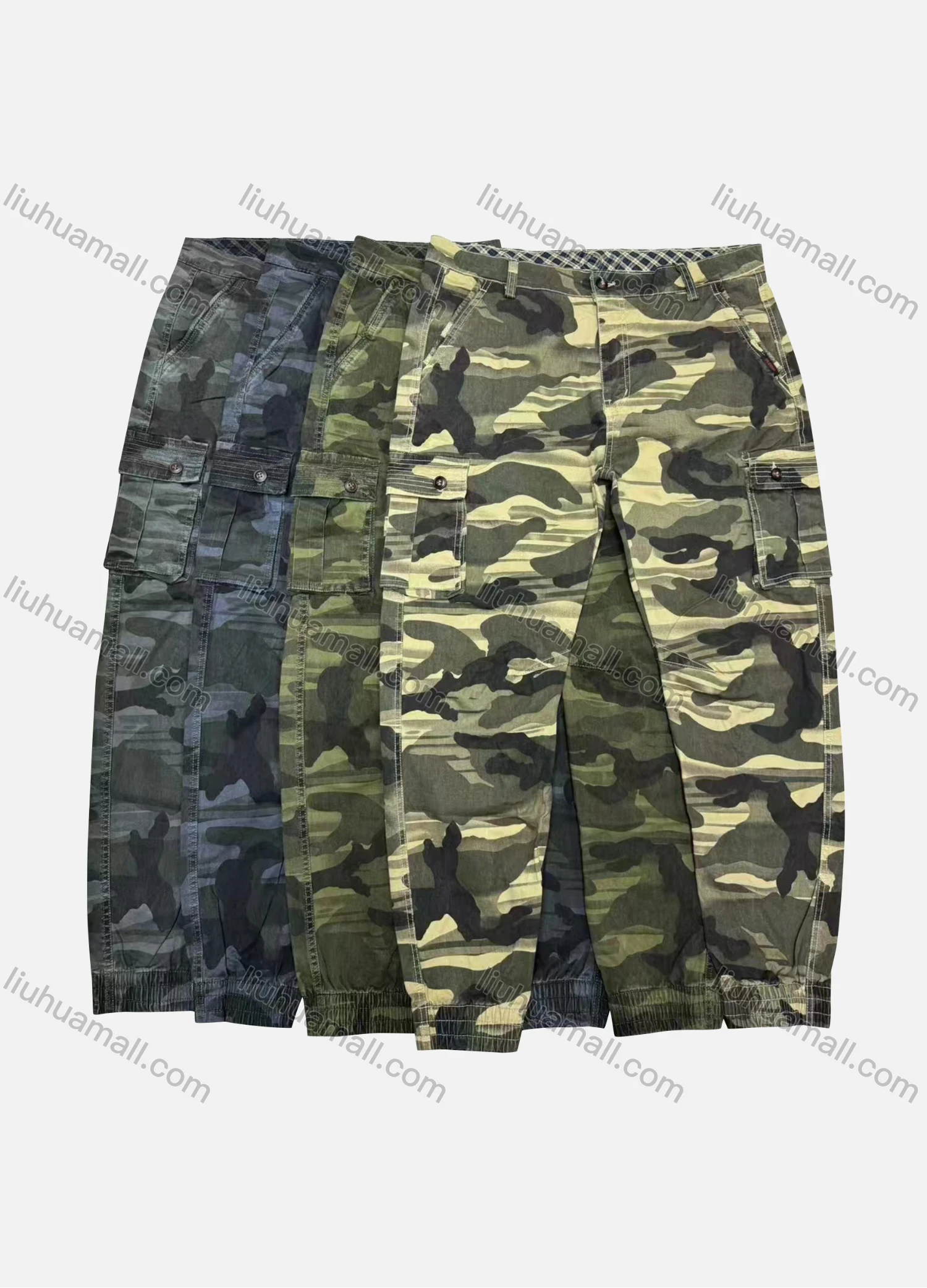 Wholesale Men's Casual Camouflage Flap Pockets Button Closure Cargo Pant 5582# - Liuhuamall