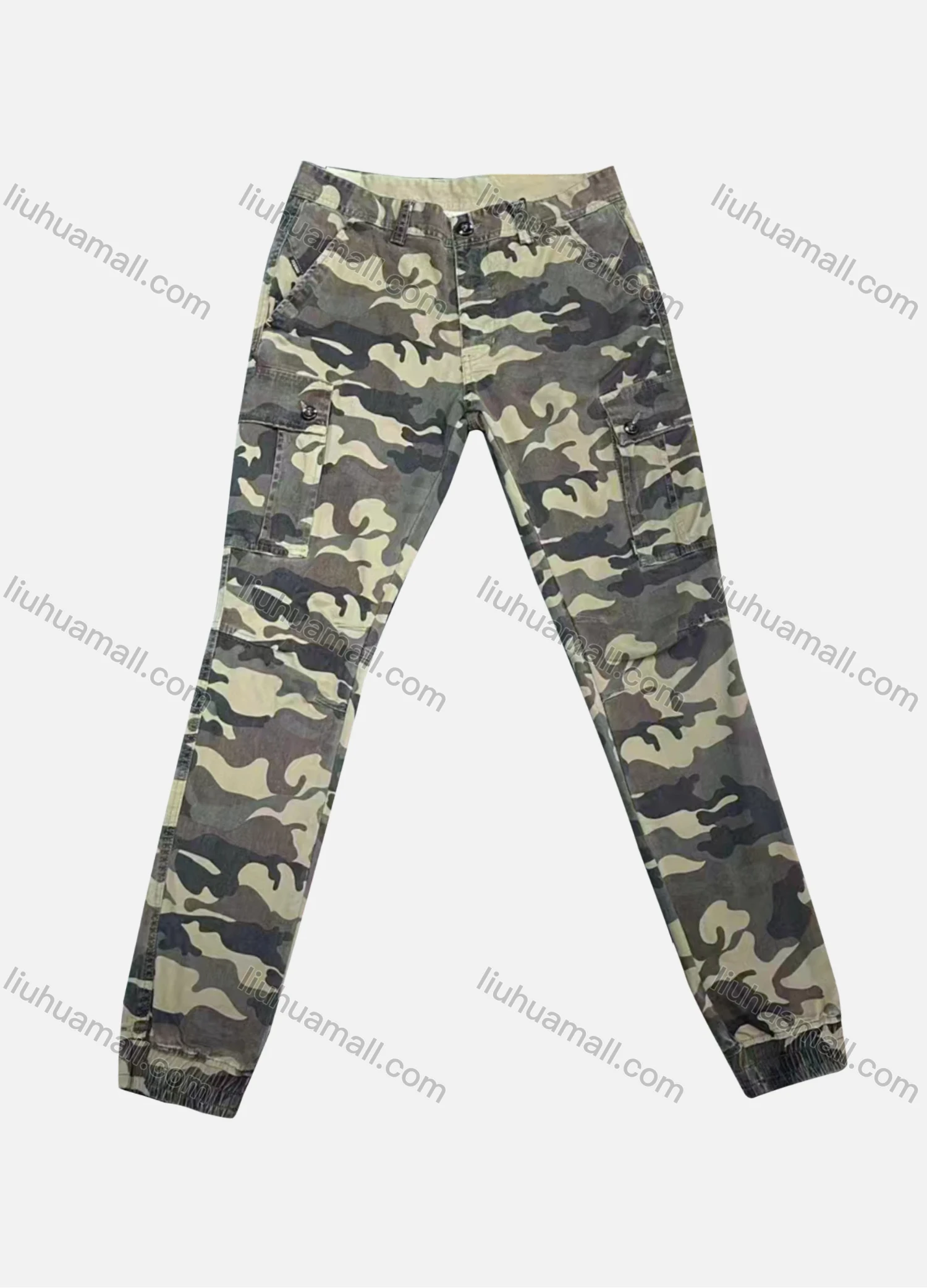 Wholesale Men's Casual Camouflage Flap Pockets Button Closure Cargo Pant W9011# - Liuhuamall