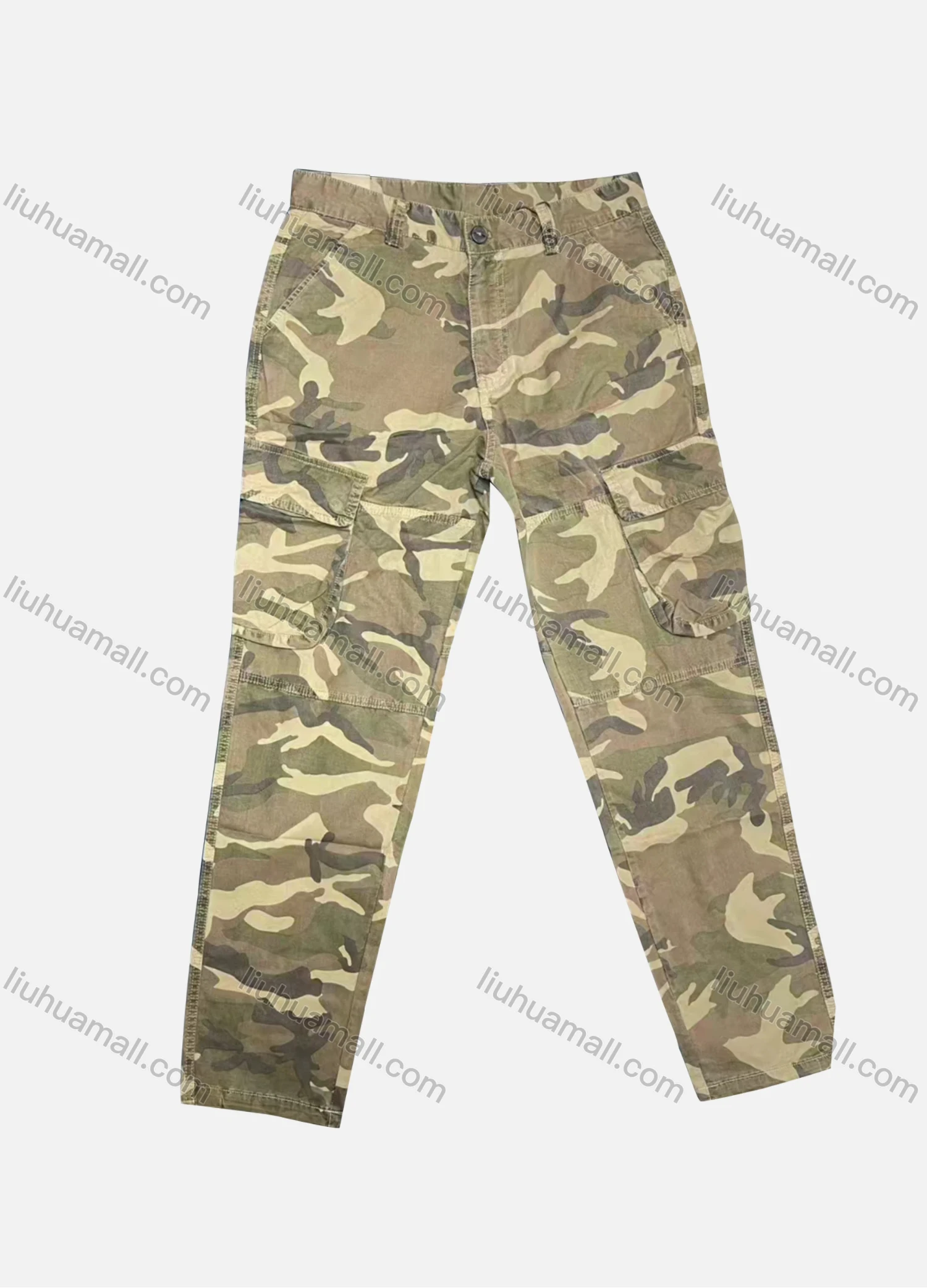 Wholesale Men's Casual Camouflage Flap Pockets Button Closure Cargo Pant W9222# - Liuhuamall