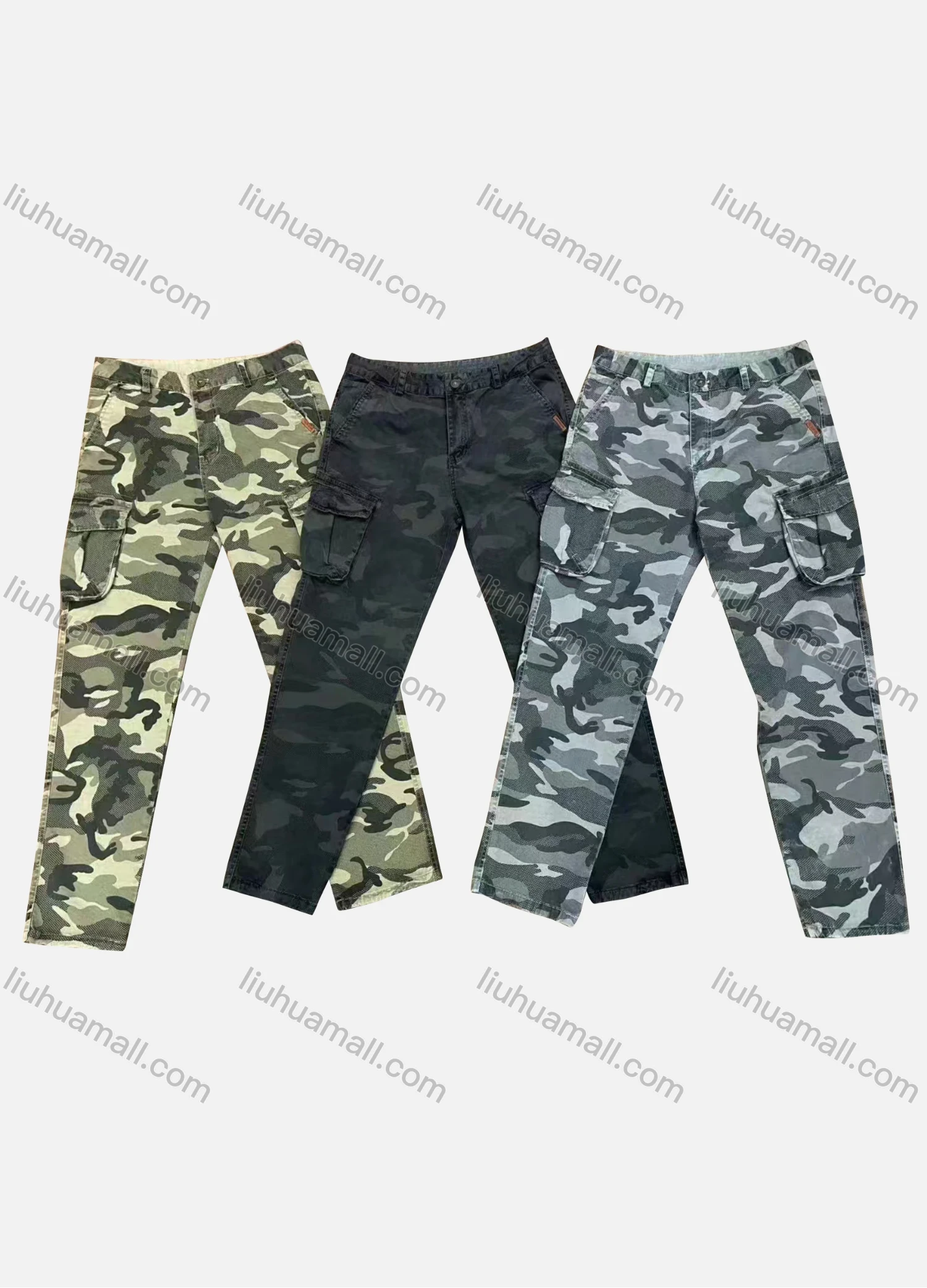 Wholesale Men's Casual Camouflage Flap Pockets Button Closure Cargo Pant 9369# - Liuhuamall