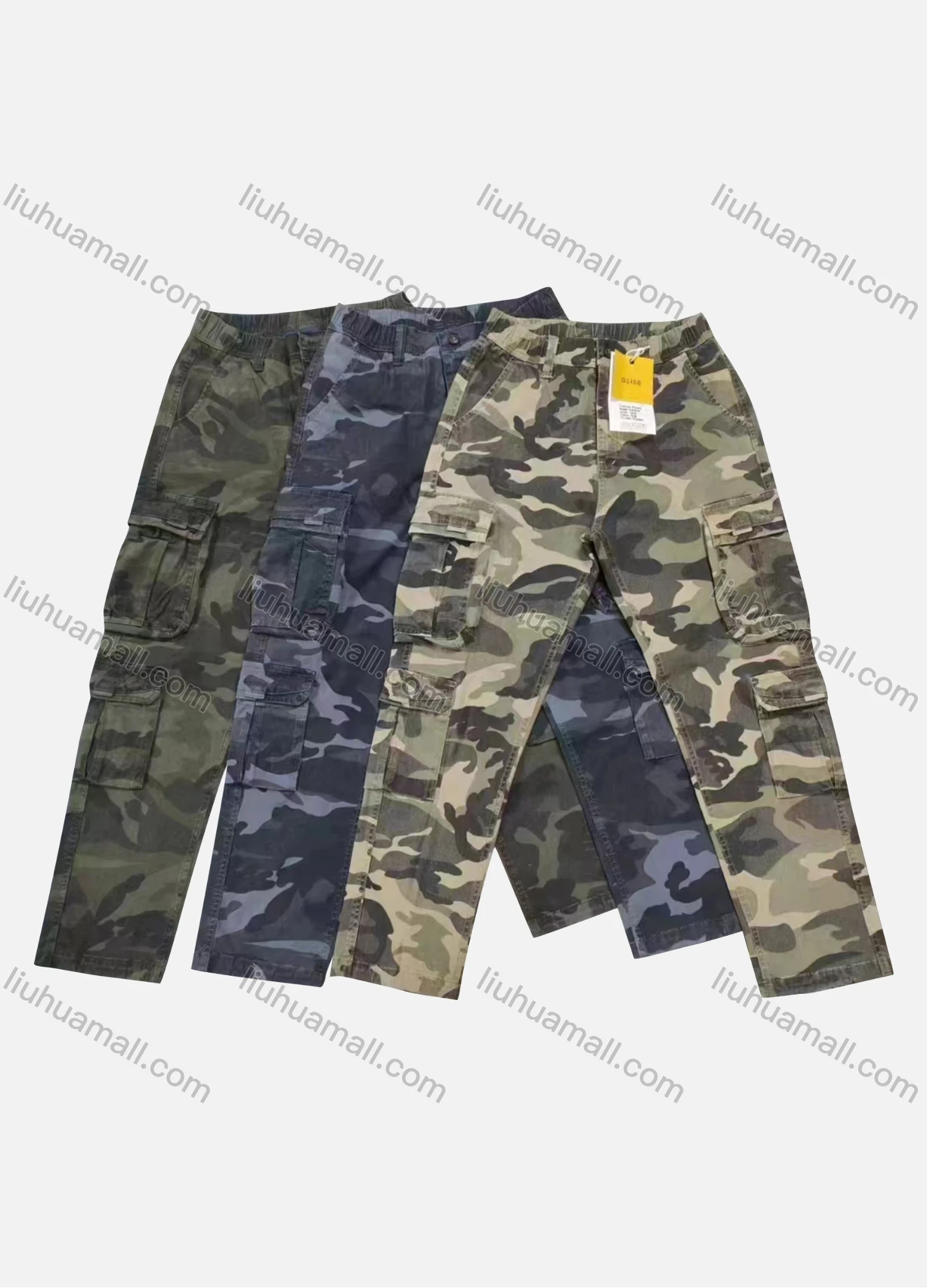 Wholesale Men's Casual Camouflage Flap Pockets Button Closure Cargo Pant 1893# - Liuhuamall