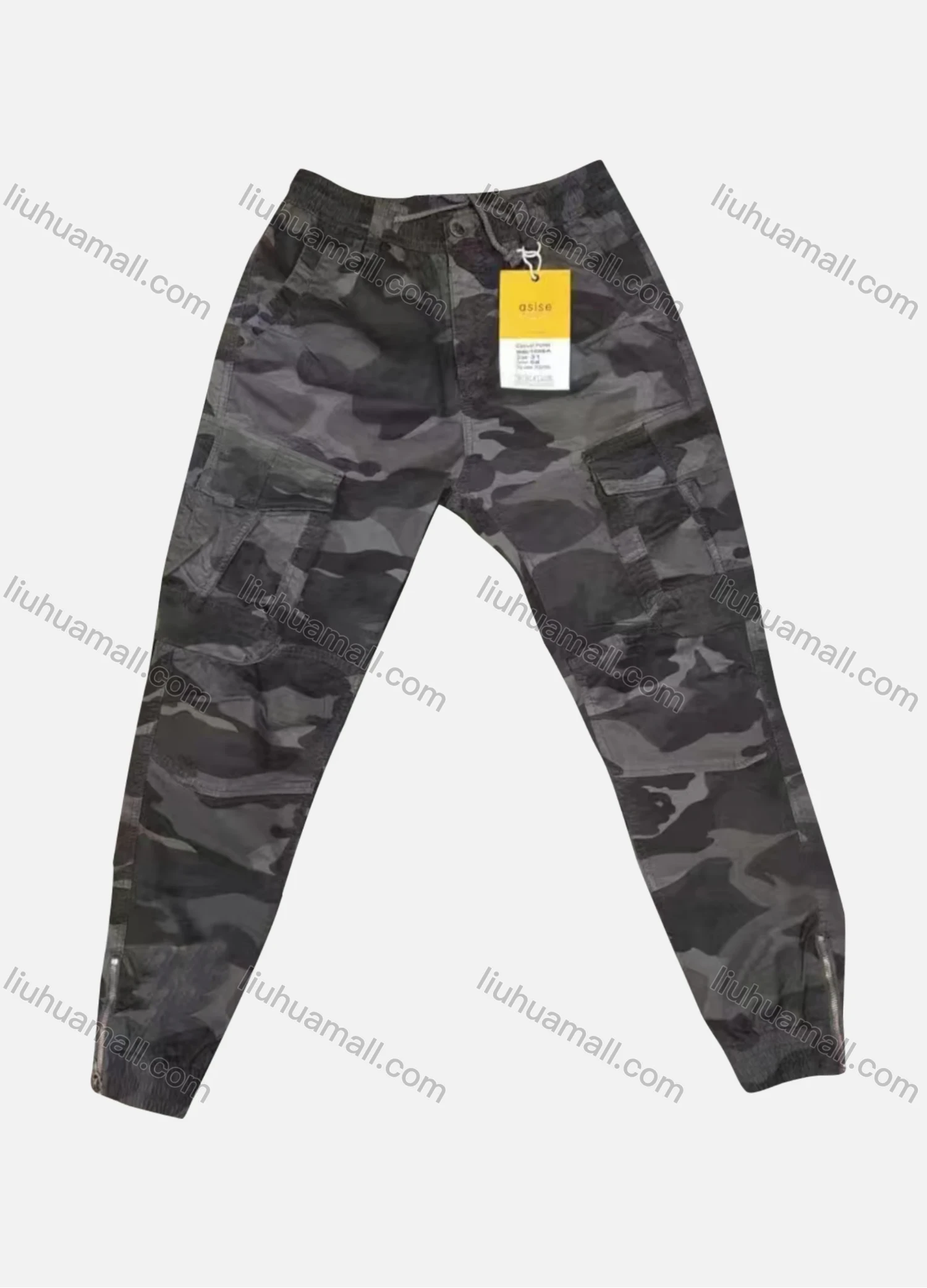 Wholesale Men's Casual Camouflage Flap Pockets Drawstring Cargo Pant 1896A# - Liuhuamall