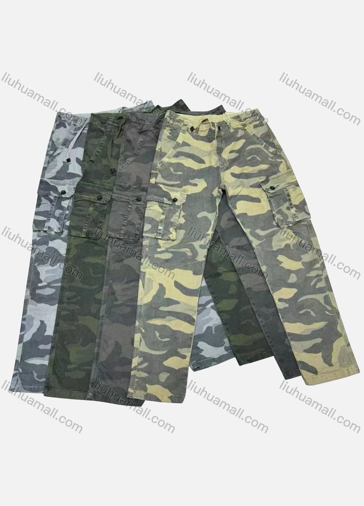 Wholesale Men's Casual Camouflage Flap Pockets Button Closure Cargo Pant 8098# - Liuhuamall