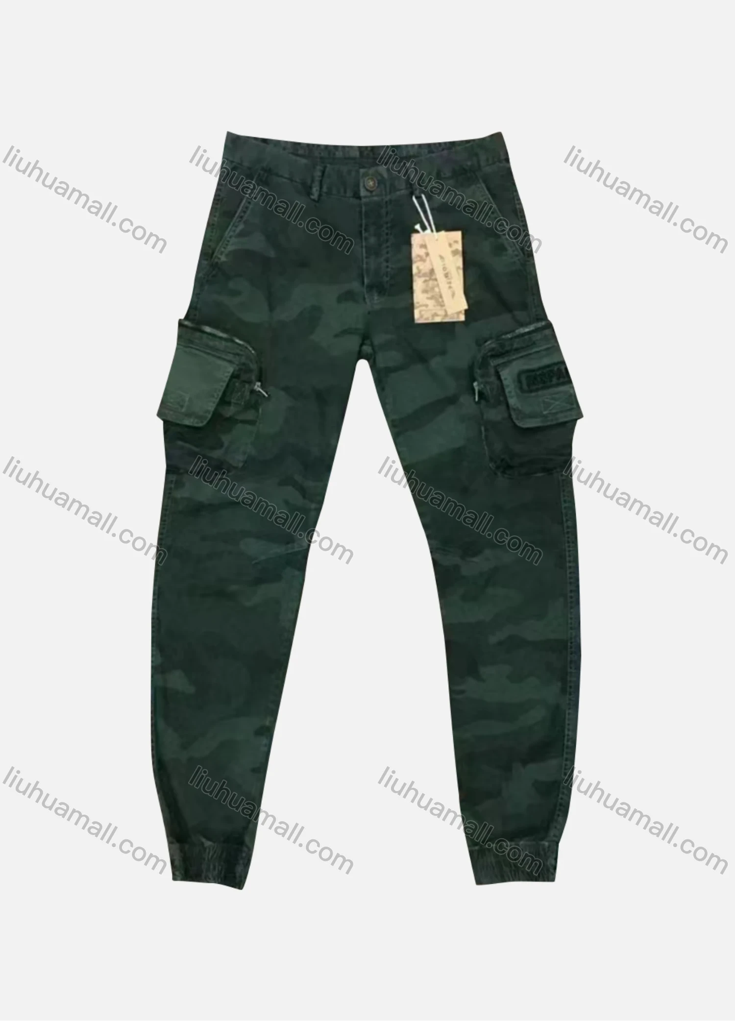 Wholesale Men's Casual Camouflage Zipper Pockets Button Closure Cargo Pant 9393# - Liuhuamall