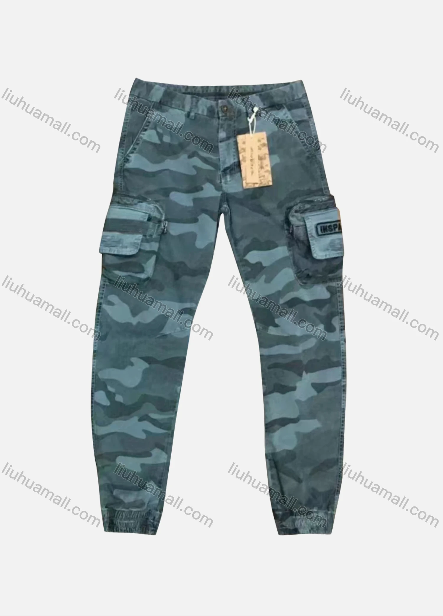 Wholesale Men's Casual Camouflage Zipper Pockets Button Closure Cargo Pant 9393# - Liuhuamall