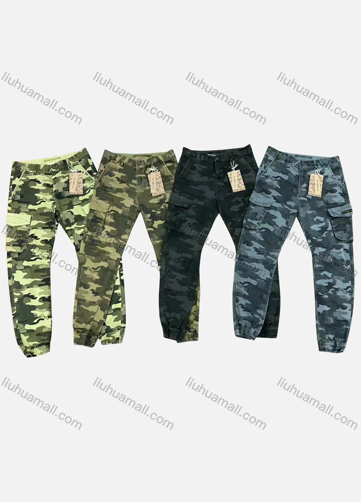 Wholesale Men's Casual Camouflage Flap Pockets Button Closure Cargo Pant 9365# - Liuhuamall