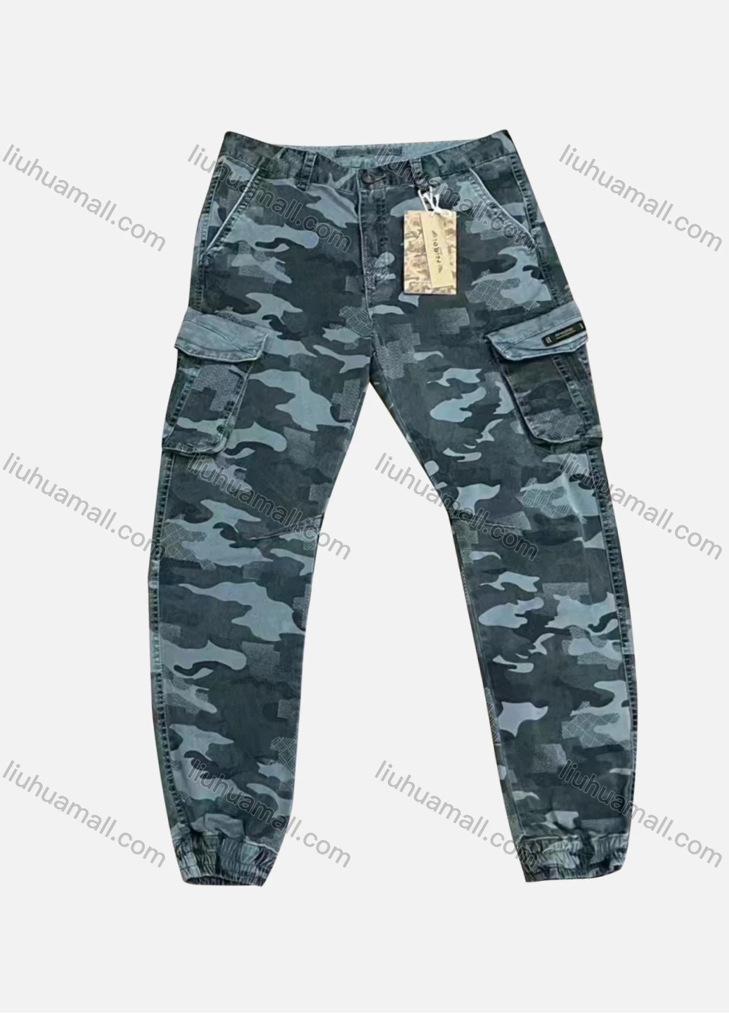 Wholesale Men's Casual Camouflage Flap Pockets Button Closure Cargo Pant 9365# - Liuhuamall