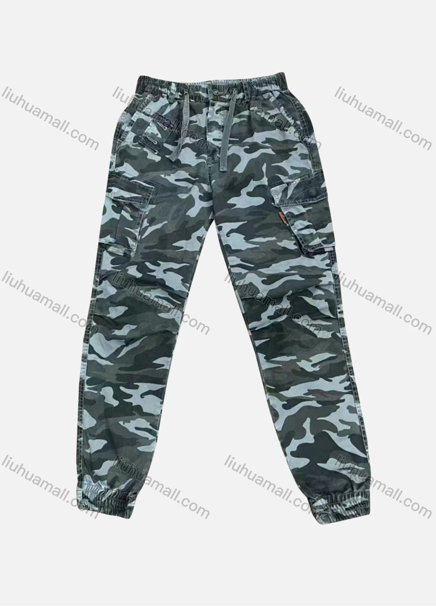 Wholesale Men's Casual Camouflage Flap Pockets Drawstring Cargo Pant 9370# - Liuhuamall
