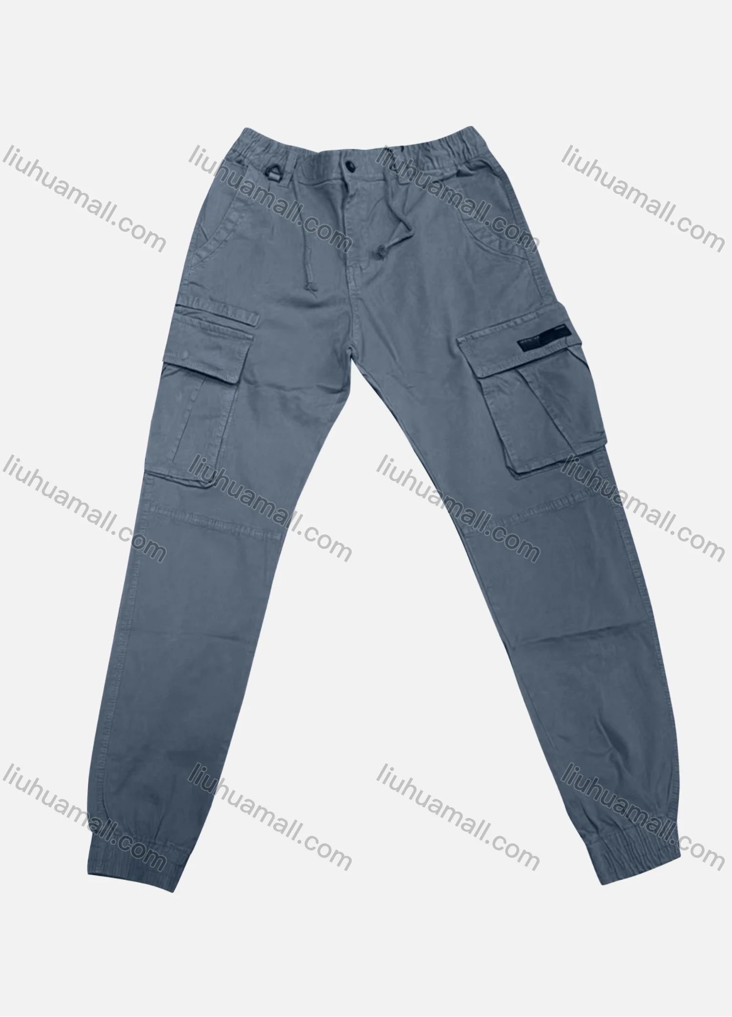 Wholesale Men's Casual Plain Flap Pockets Drawstring Cargo Pant 8096# - Liuhuamall