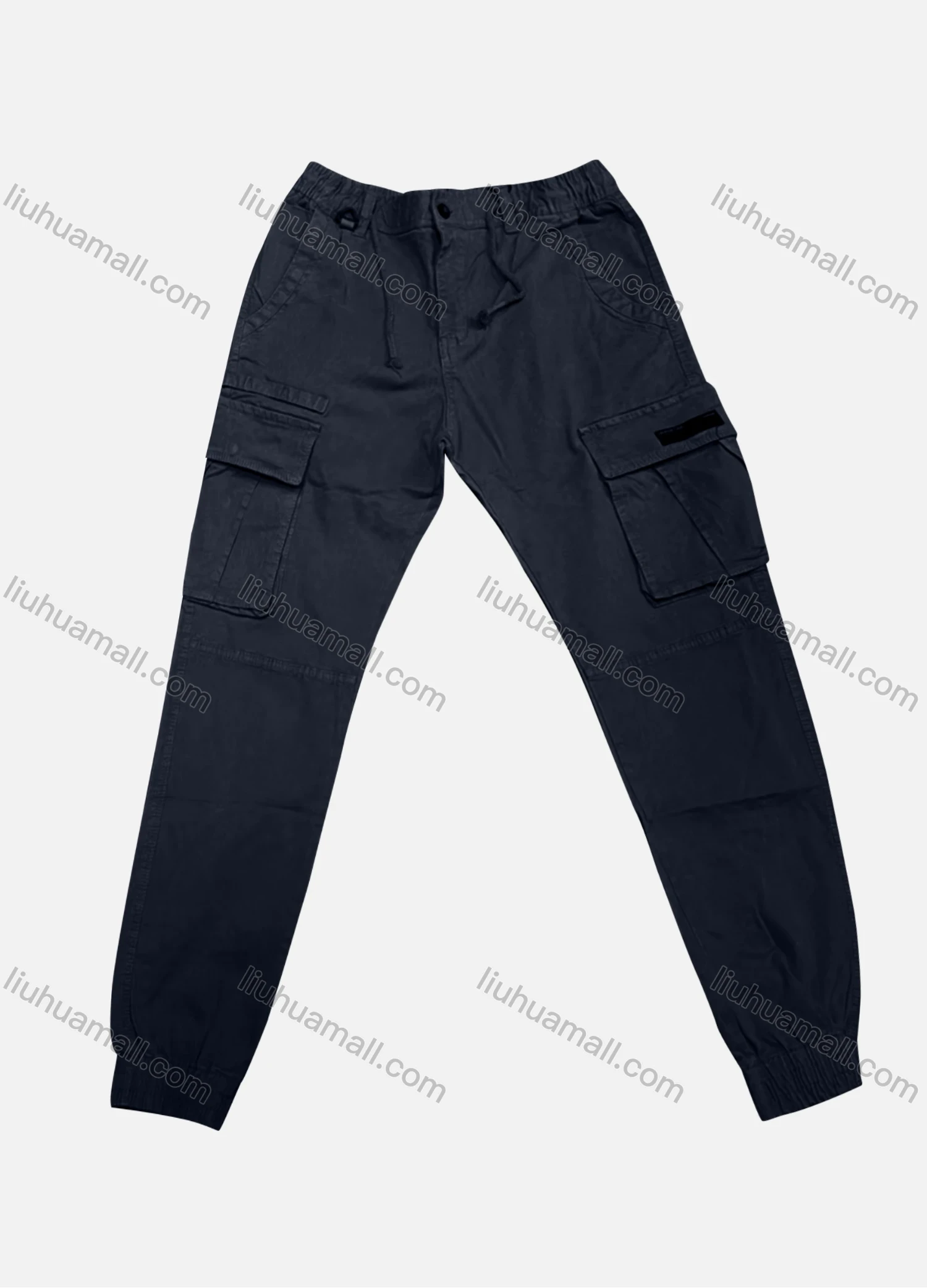 Wholesale Men's Casual Plain Flap Pockets Drawstring Cargo Pant 8096# - Liuhuamall