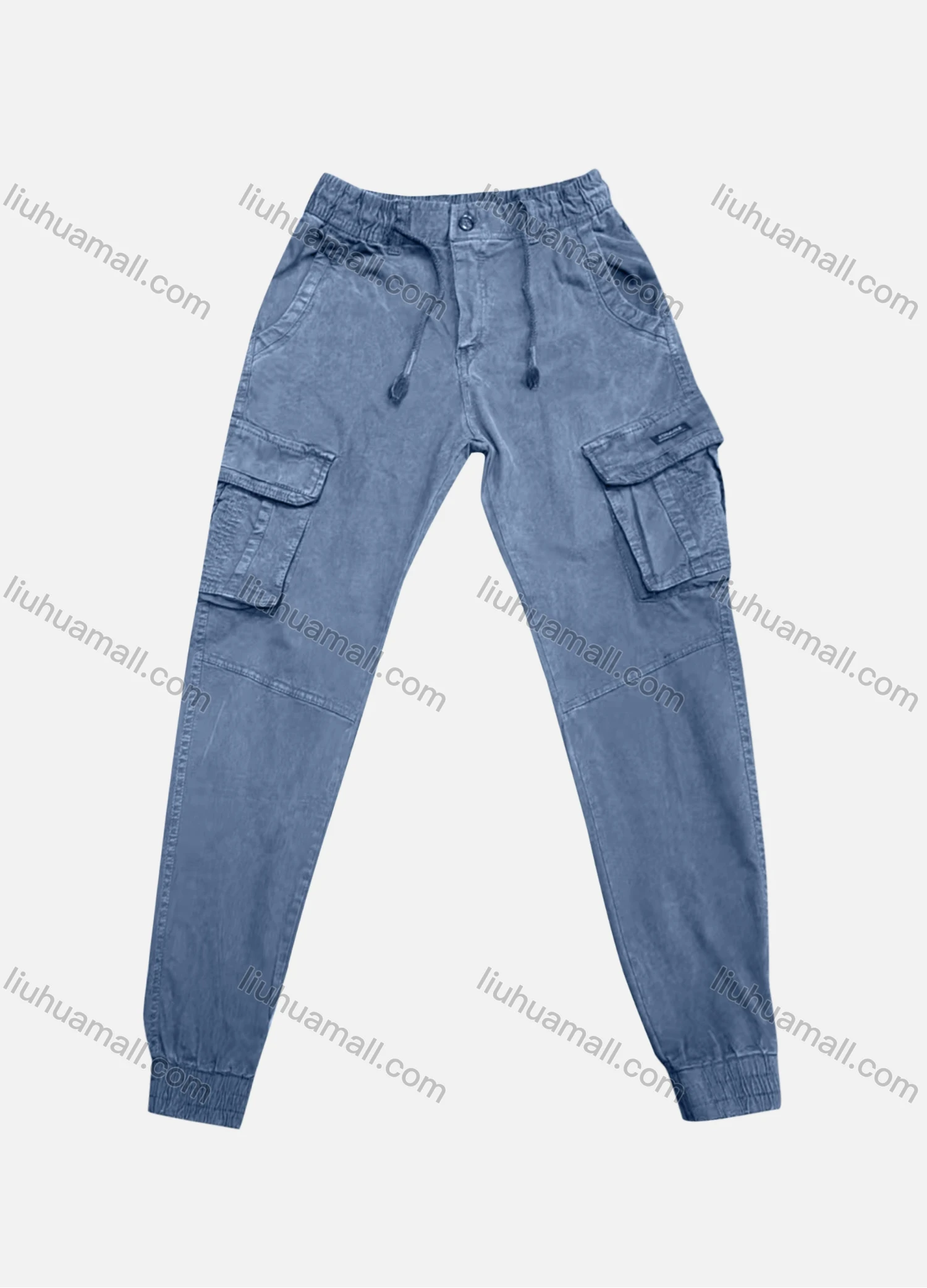 Wholesale Men's Casual Plain Flap Pockets Drawstring Cargo Pant 8091# - Liuhuamall