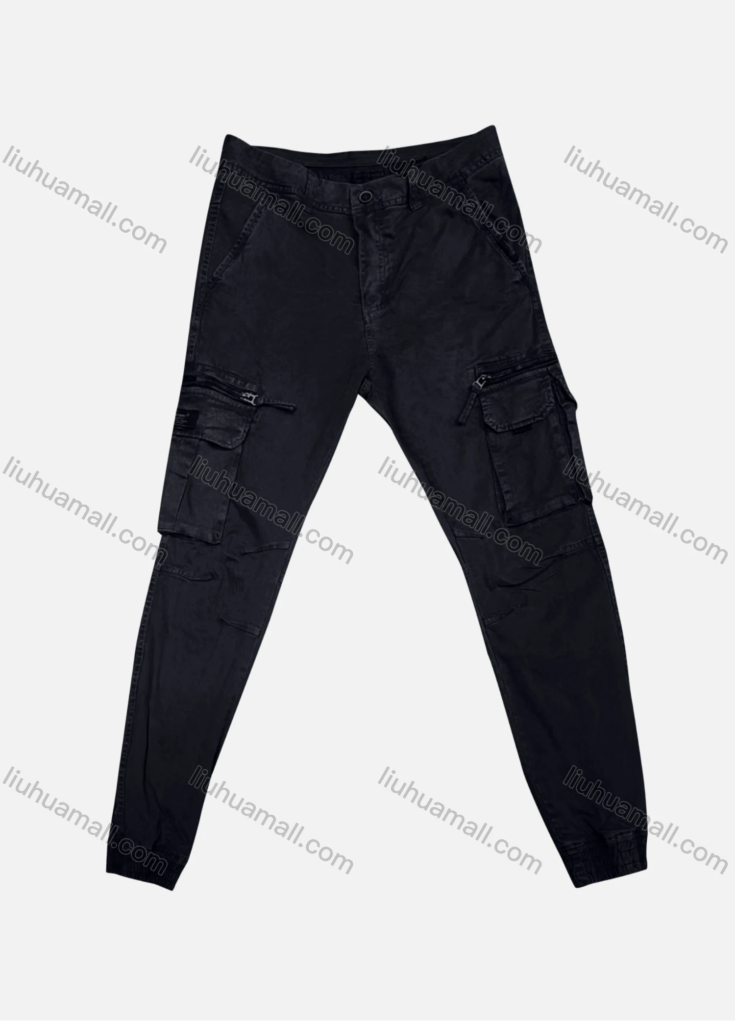 Wholesale Men's Casual Plain Flap Pockets Zip Decor Button Closure Cargo Pant 1922# - Liuhuamall