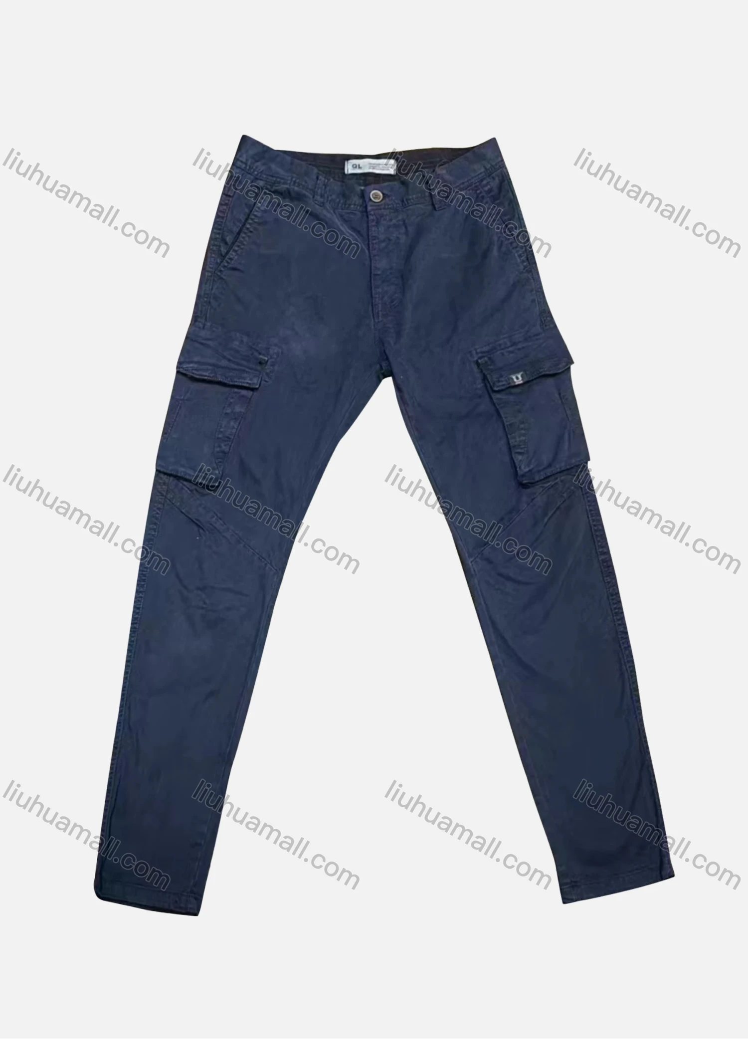 Wholesale Men's Casual Plain Flap Pockets Button Closure Cargo Pant 1917# - Liuhuamall