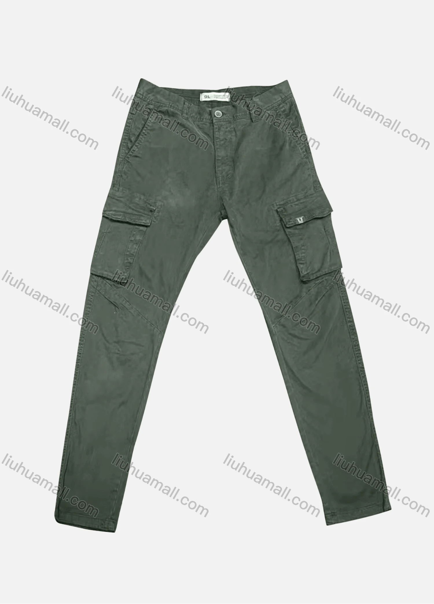 Wholesale Men's Casual Plain Flap Pockets Button Closure Cargo Pant 1917# - Liuhuamall