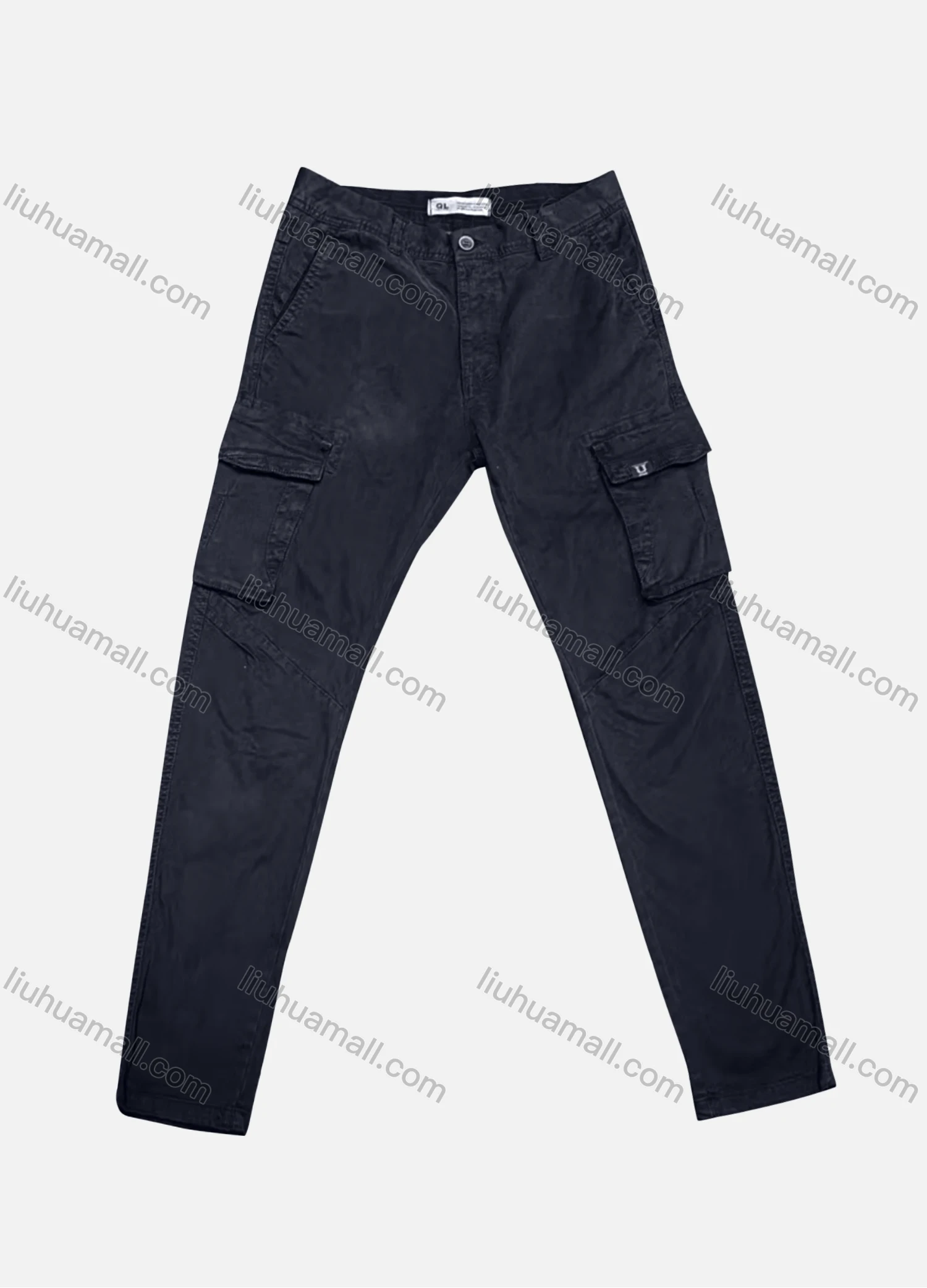 Wholesale Men's Casual Plain Flap Pockets Button Closure Cargo Pant 1917# - Liuhuamall