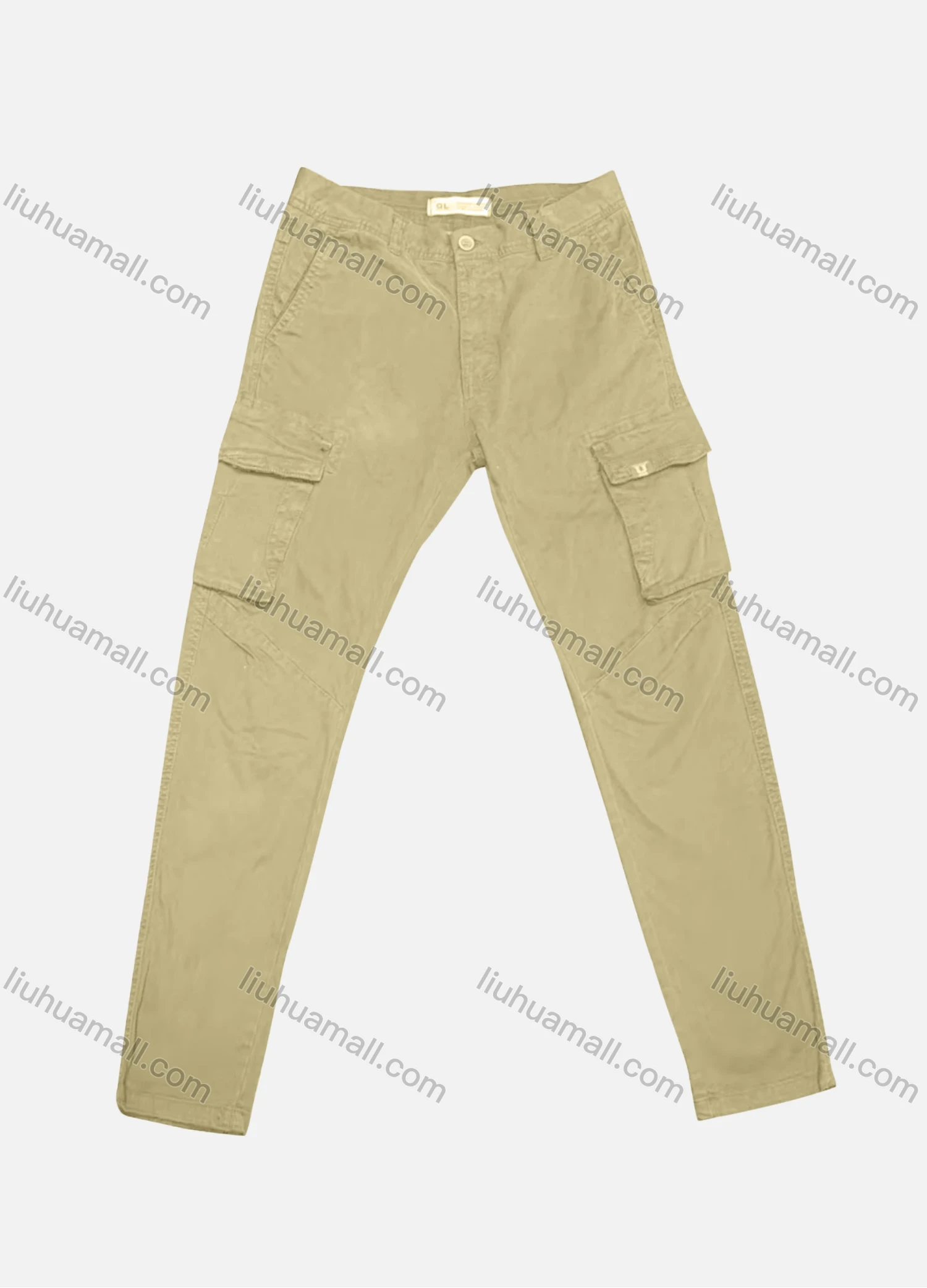 Wholesale Men's Casual Plain Flap Pockets Button Closure Cargo Pant 1917# - Liuhuamall