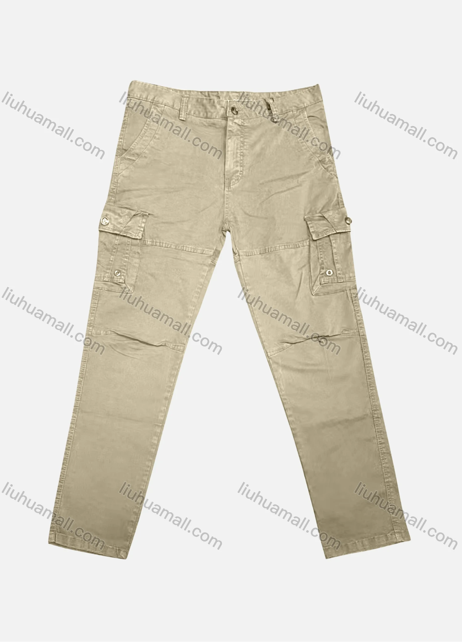 Wholesale Men's Casual Plain Flap Pockets Button Closure Cargo Pant 6615# - Liuhuamall