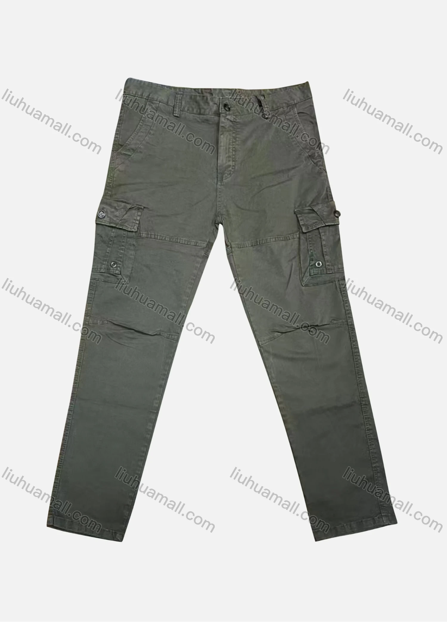 Wholesale Men's Casual Plain Flap Pockets Button Closure Cargo Pant 6615# - Liuhuamall