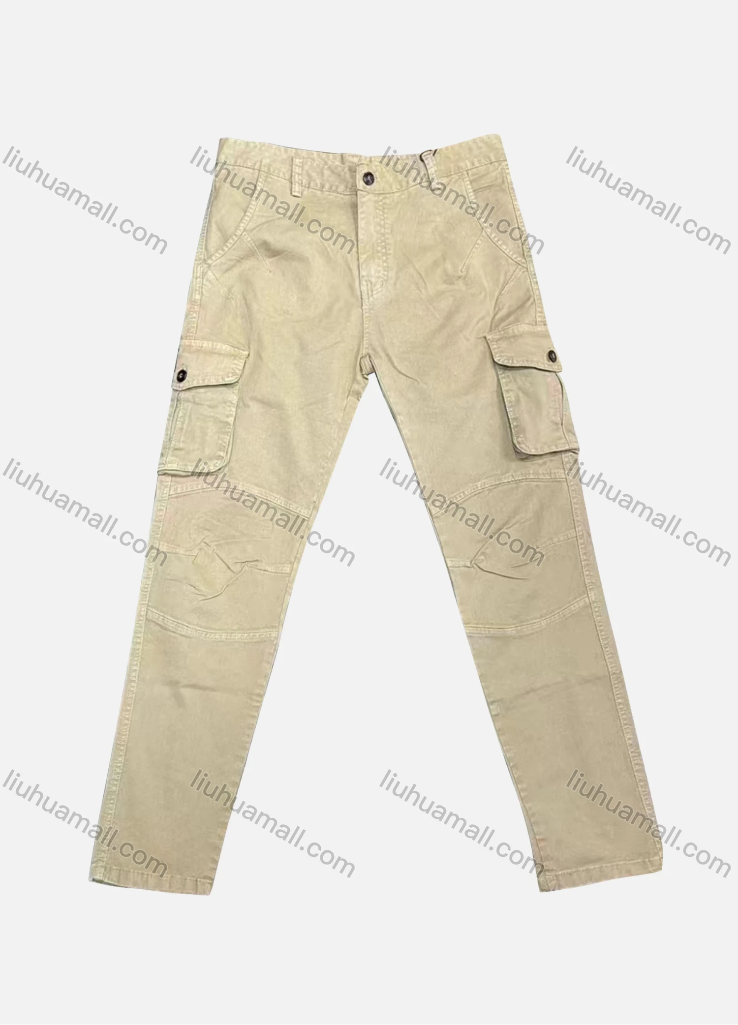 Wholesale Men's Casual Plain Flap Pockets Button Closure Cargo Pant 6616# - Liuhuamall