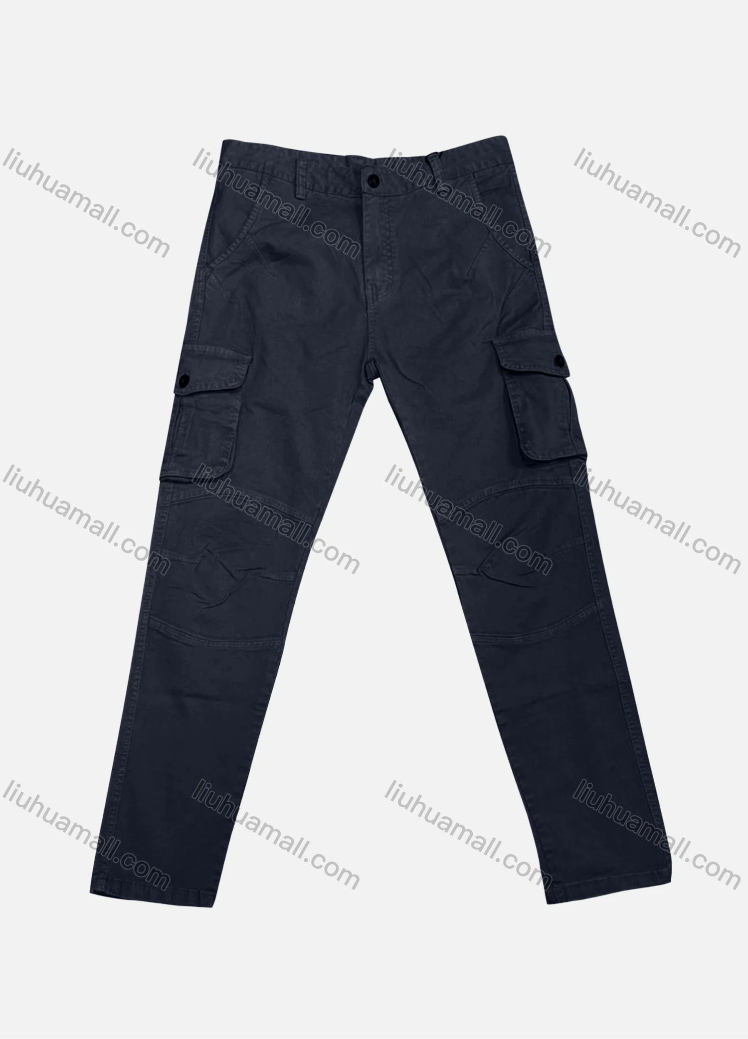 Wholesale Men's Casual Plain Flap Pockets Button Closure Cargo Pant 6616# - Liuhuamall