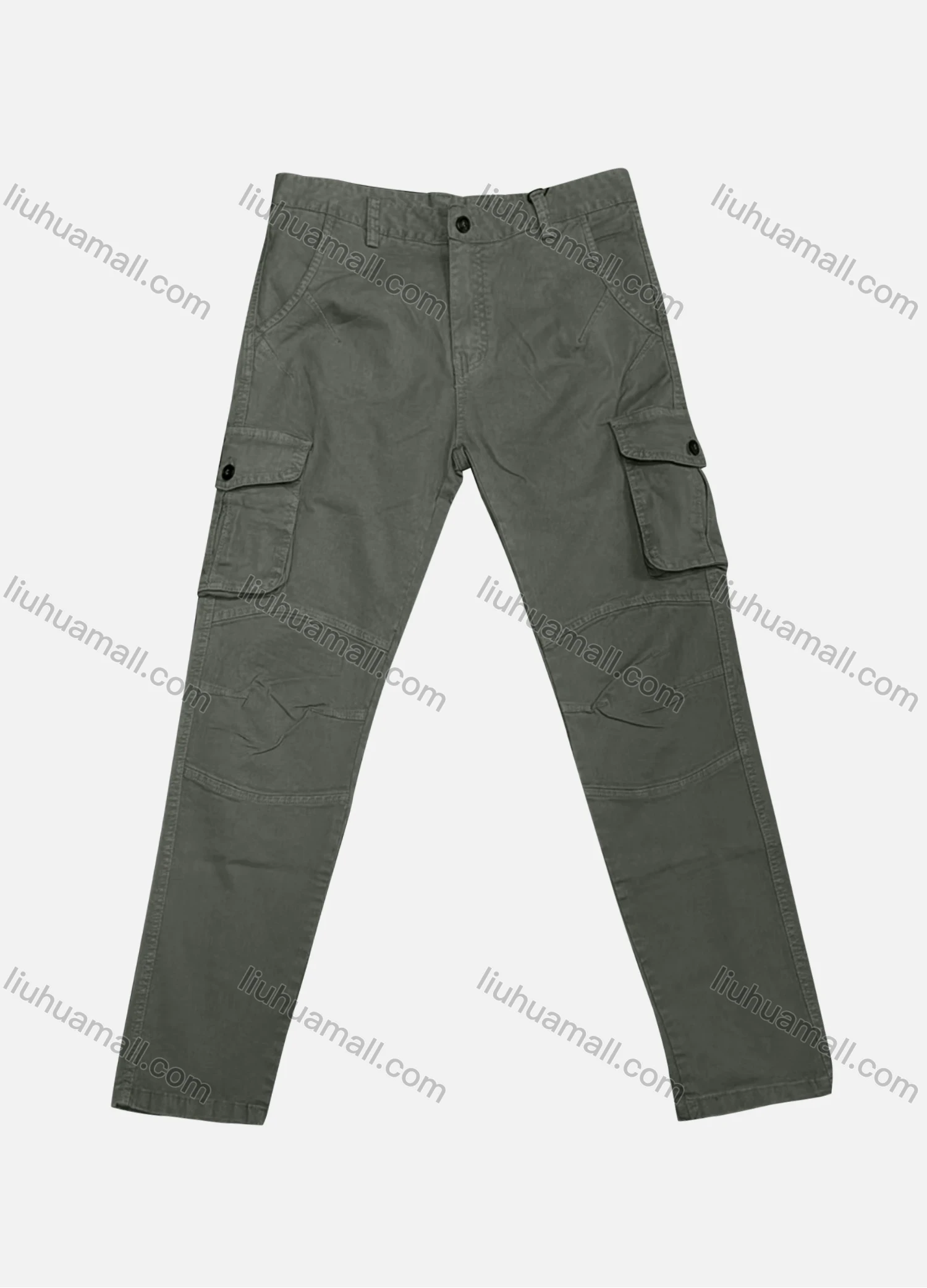 Wholesale Men's Casual Plain Flap Pockets Button Closure Cargo Pant 6616# - Liuhuamall