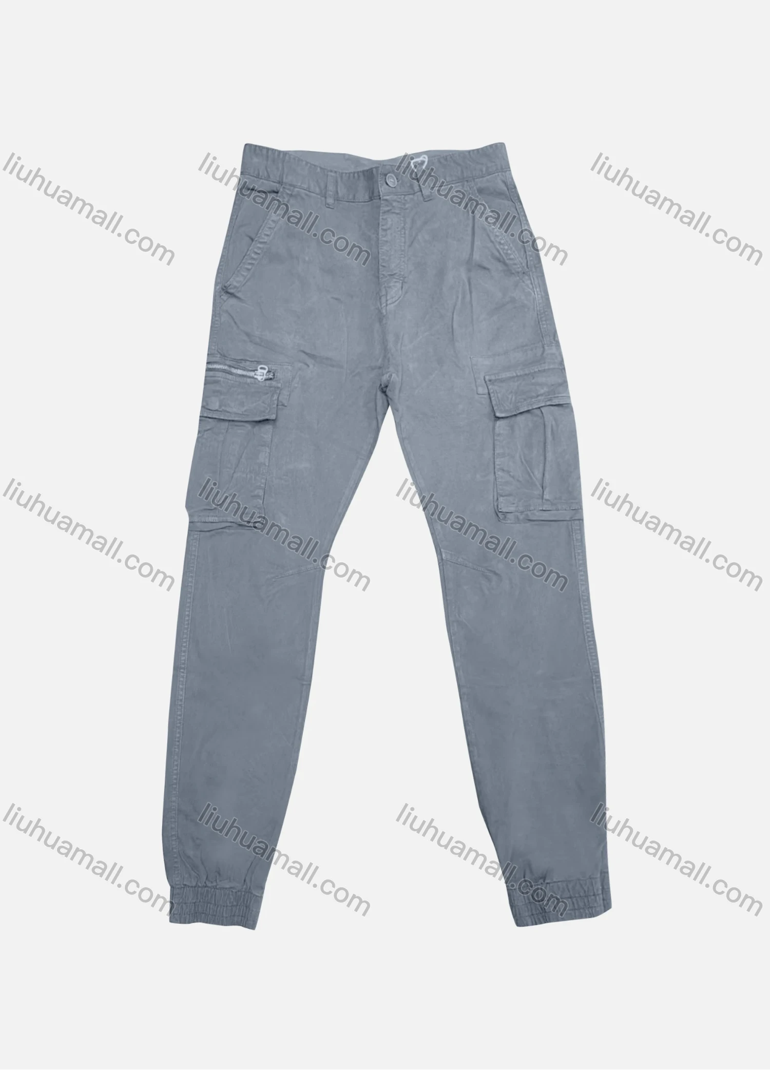 Wholesale Men's Casual Plain Flap Pockets Zip Decor Button Closure Cargo Pant 9958# - Liuhuamall