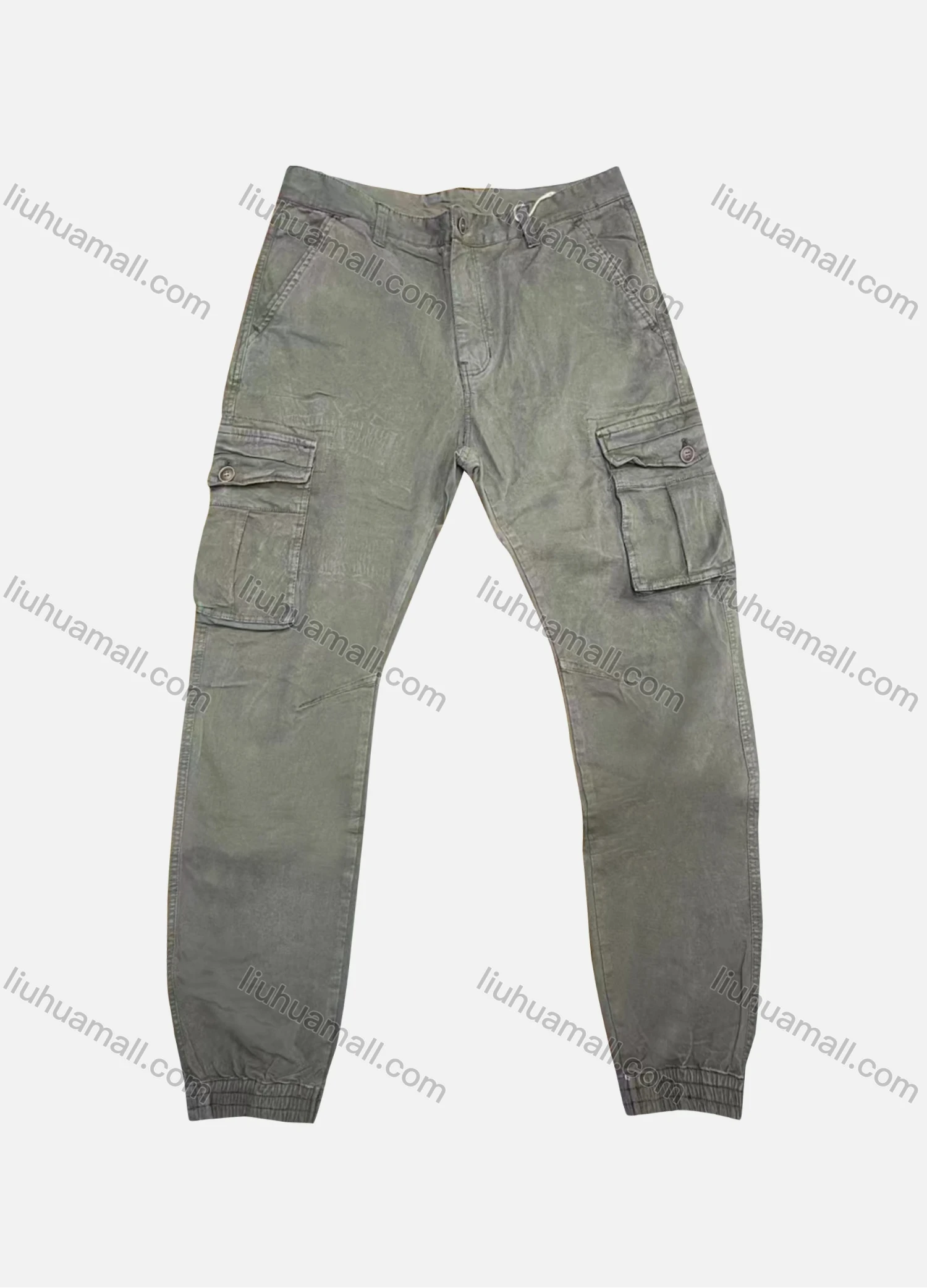 Wholesale Men's Casual Plain Flap Pockets Button Closure Cargo Pant 9959# - Liuhuamall