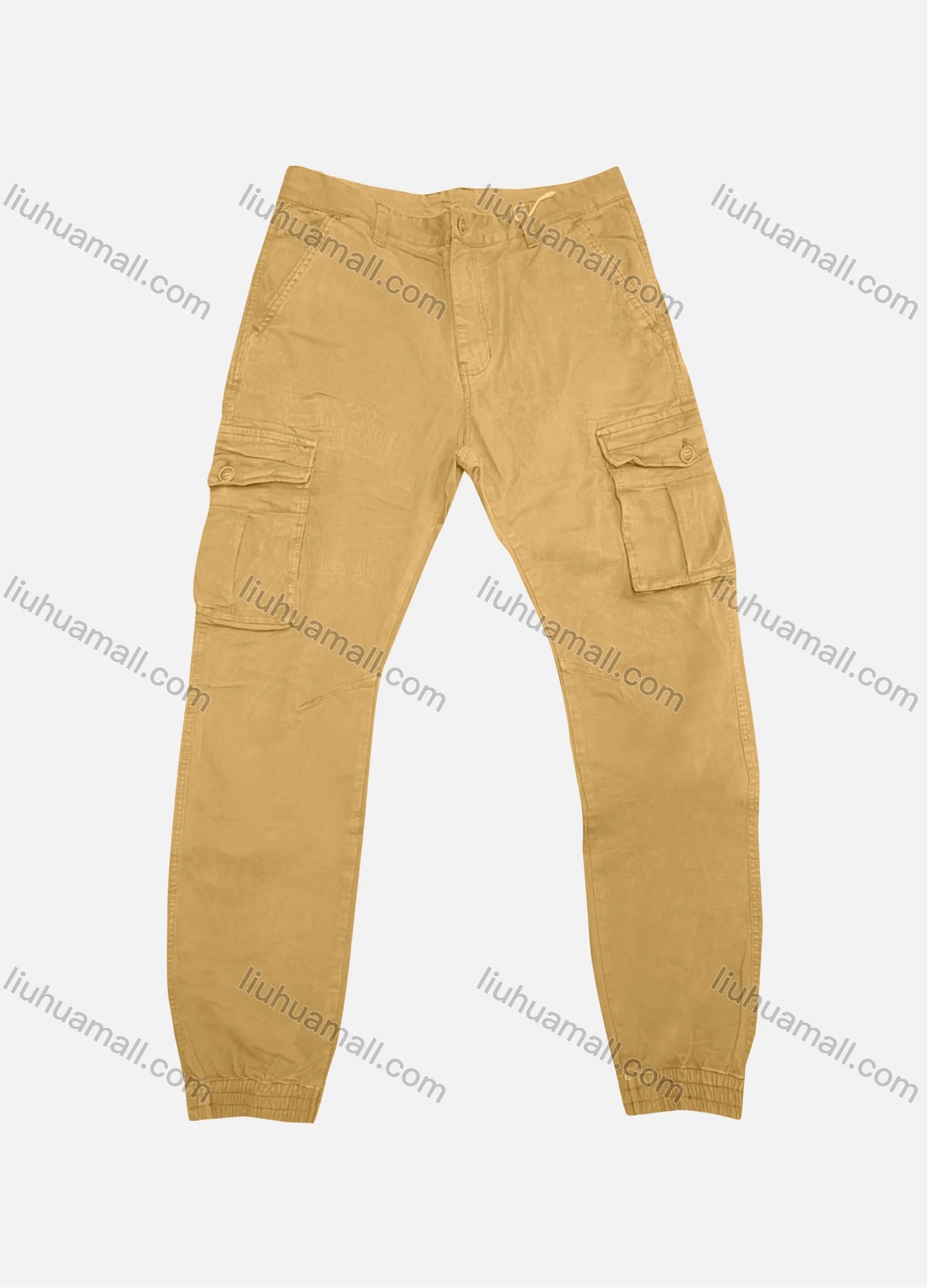 Wholesale Men's Casual Plain Flap Pockets Button Closure Cargo Pant 9959# - Liuhuamall