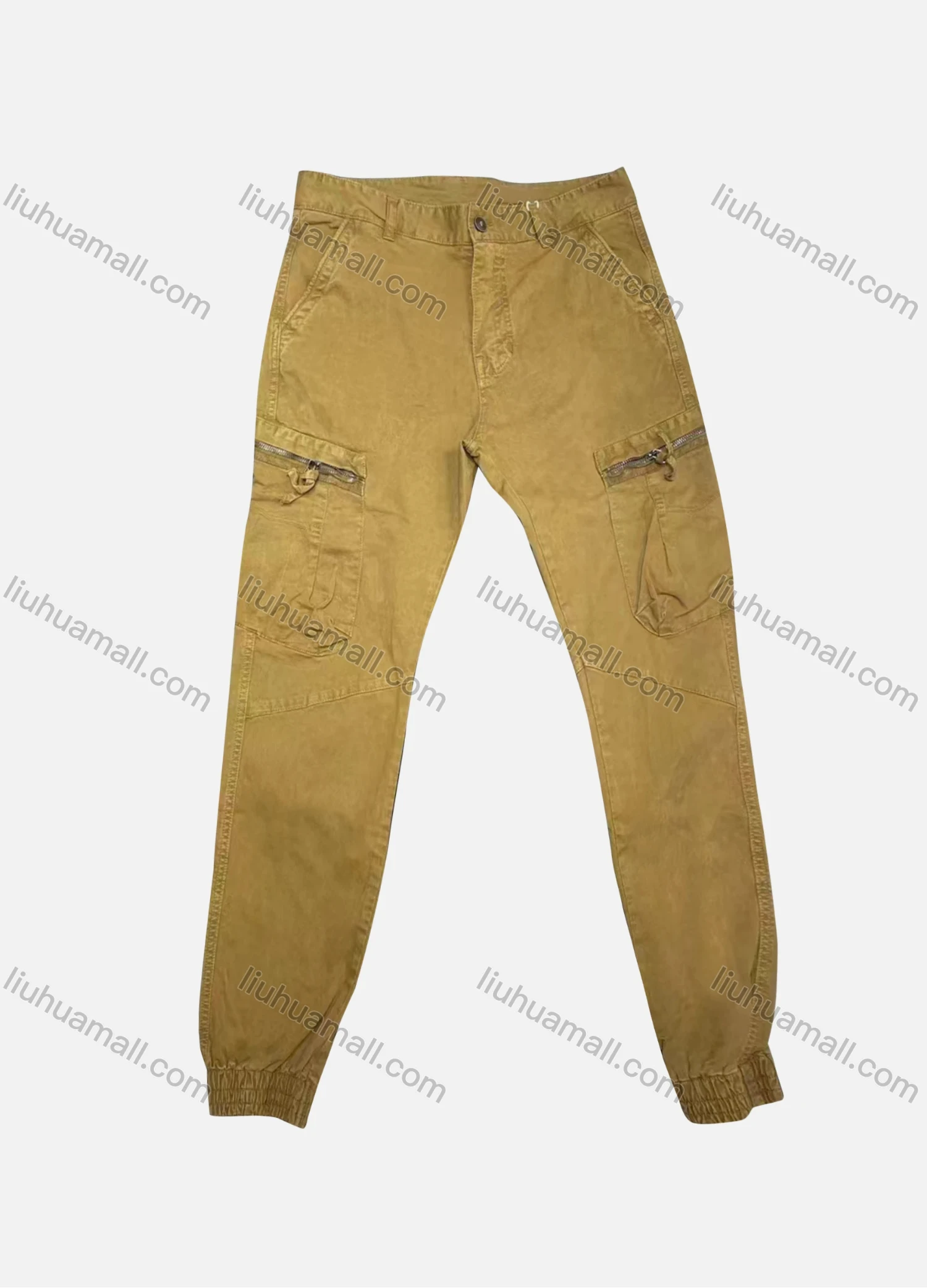 Wholesale Men's Casual Plain Zipper Pockets Button Closure Cargo Pant 9960# - Liuhuamall