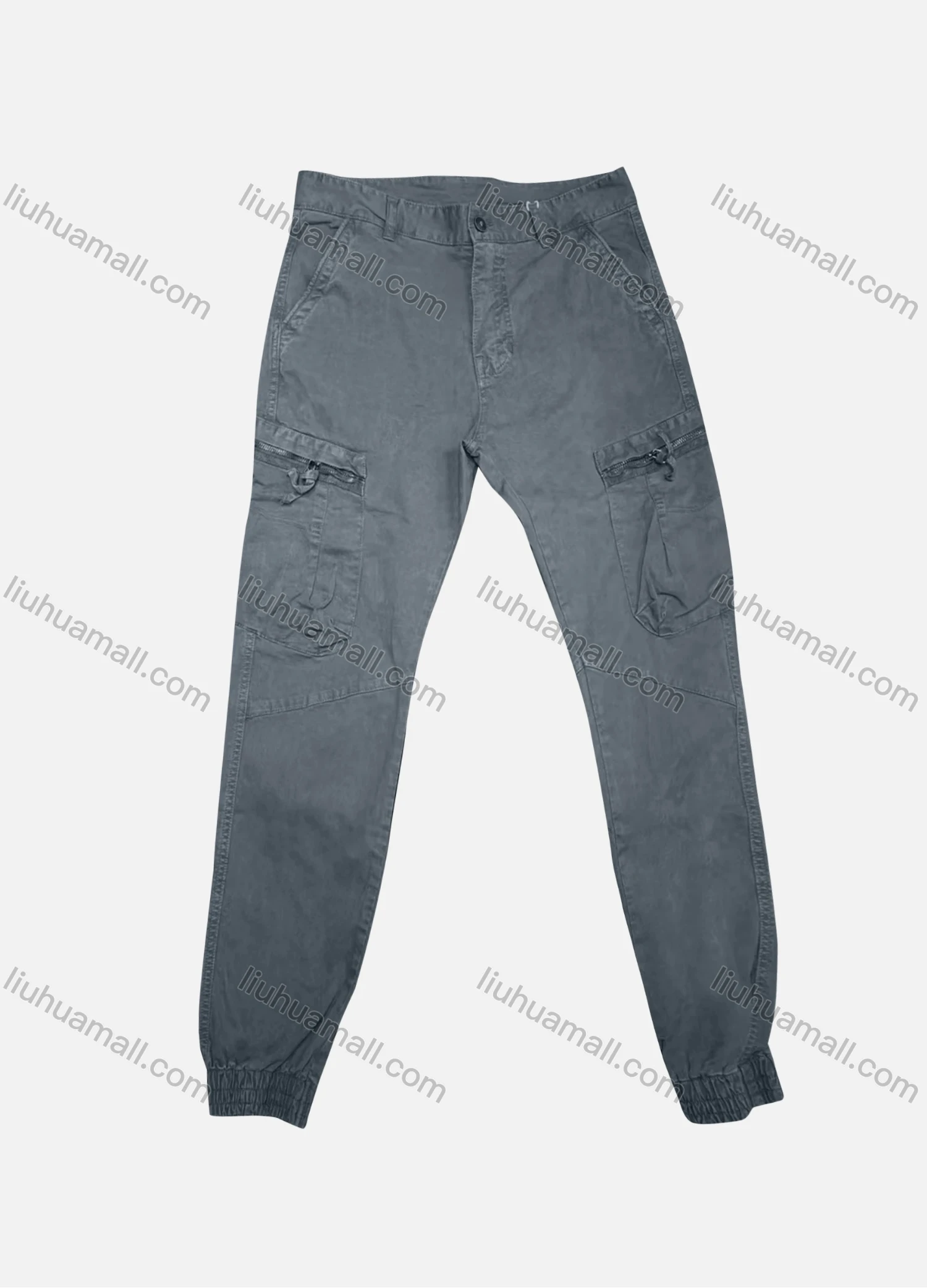 Wholesale Men's Casual Plain Zipper Pockets Button Closure Cargo Pant 9960# - Liuhuamall