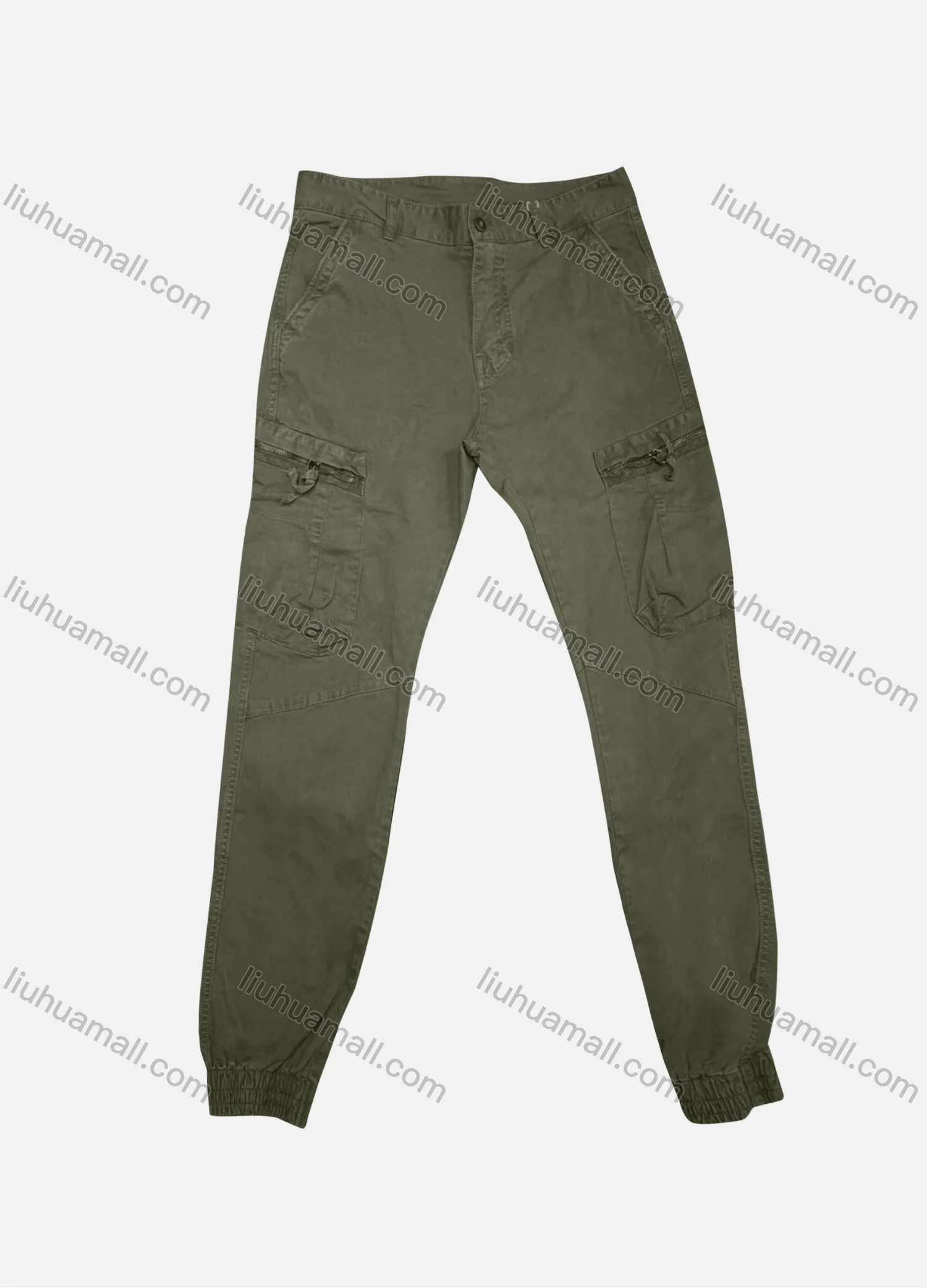 Wholesale Men's Casual Plain Zipper Pockets Button Closure Cargo Pant 9960# - Liuhuamall