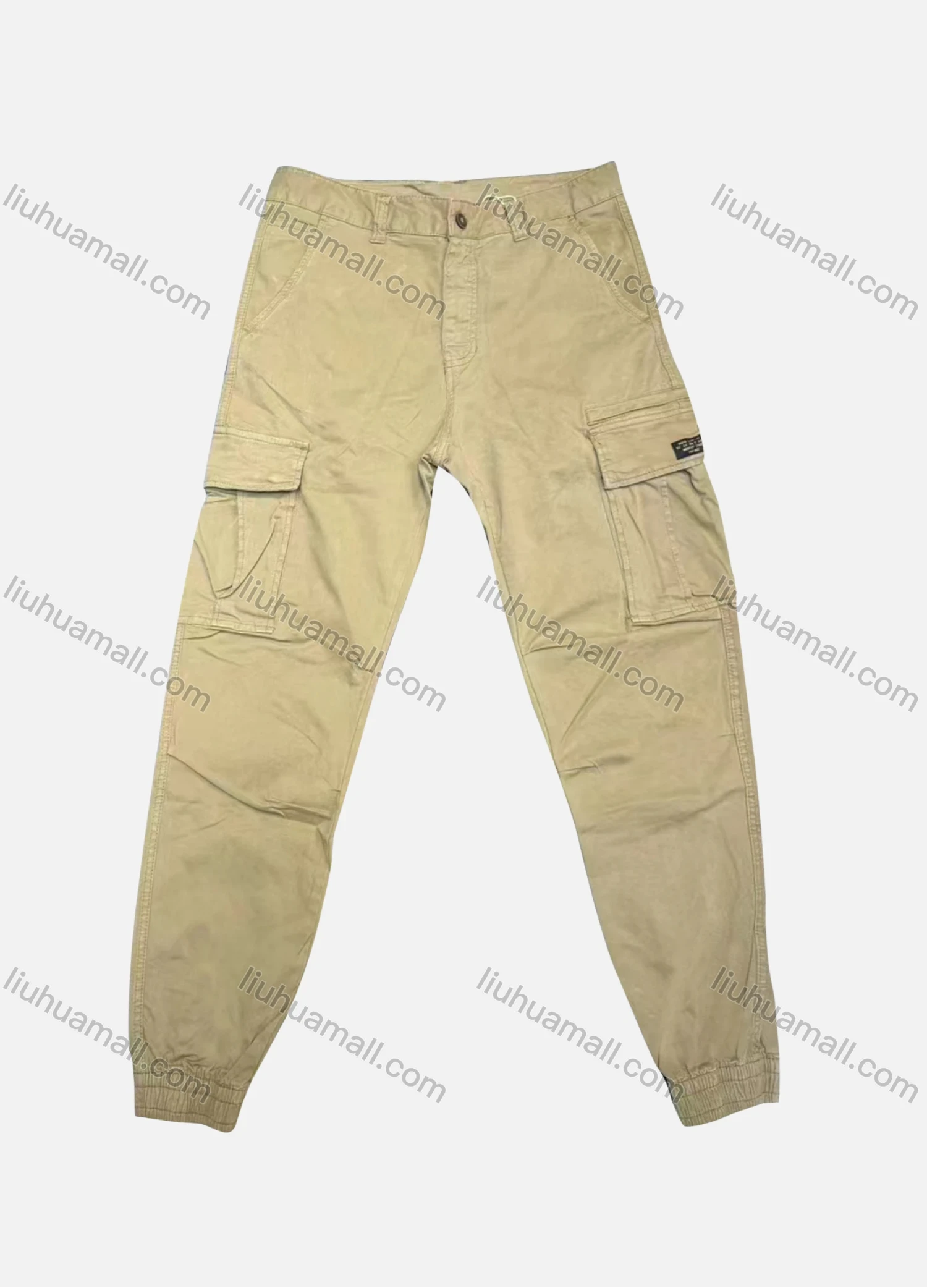 Wholesale Men's Casual Plain Flap Pockets Button Closure Cargo Pant 9988# - Liuhuamall