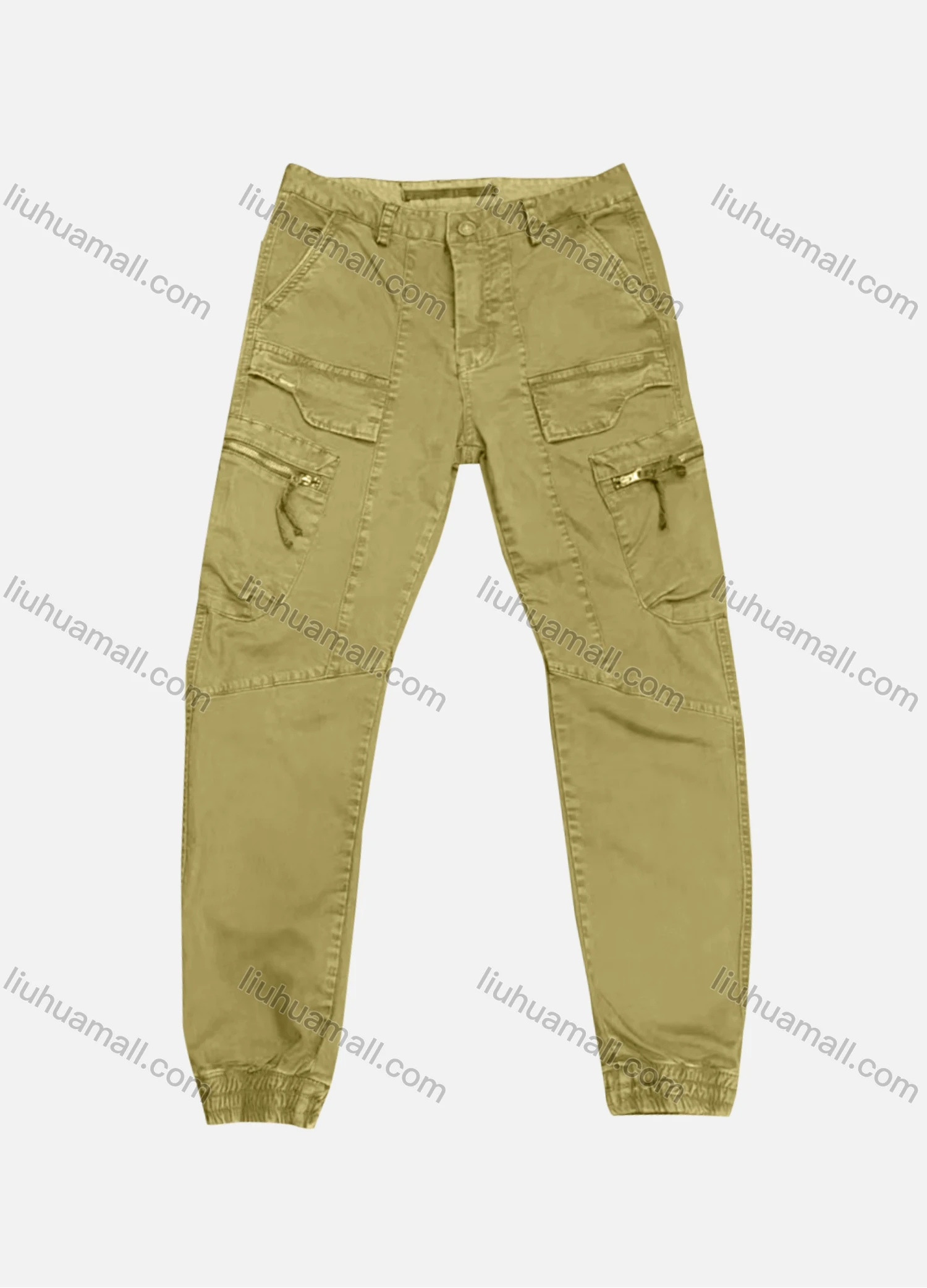 Wholesale Men's Casual Plain Zipper Pockets Button Closure Cargo Pant 9367# - Liuhuamall