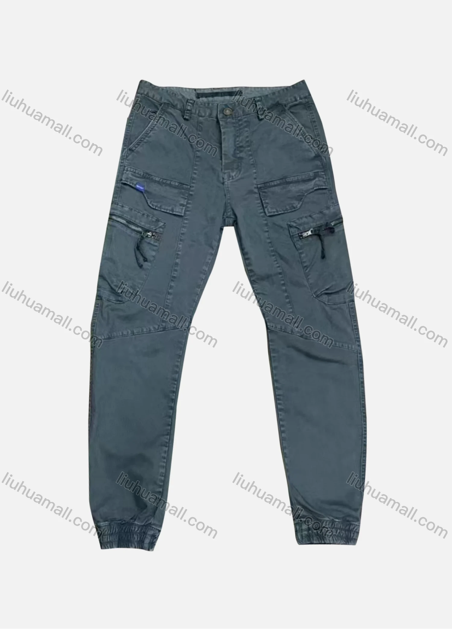 Wholesale Men's Casual Plain Zipper Pockets Button Closure Cargo Pant 9367# - Liuhuamall