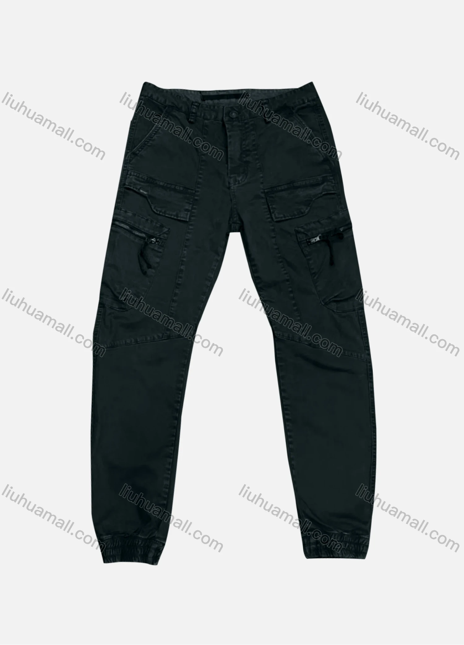 Wholesale Men's Casual Plain Zipper Pockets Button Closure Cargo Pant 9367# - Liuhuamall