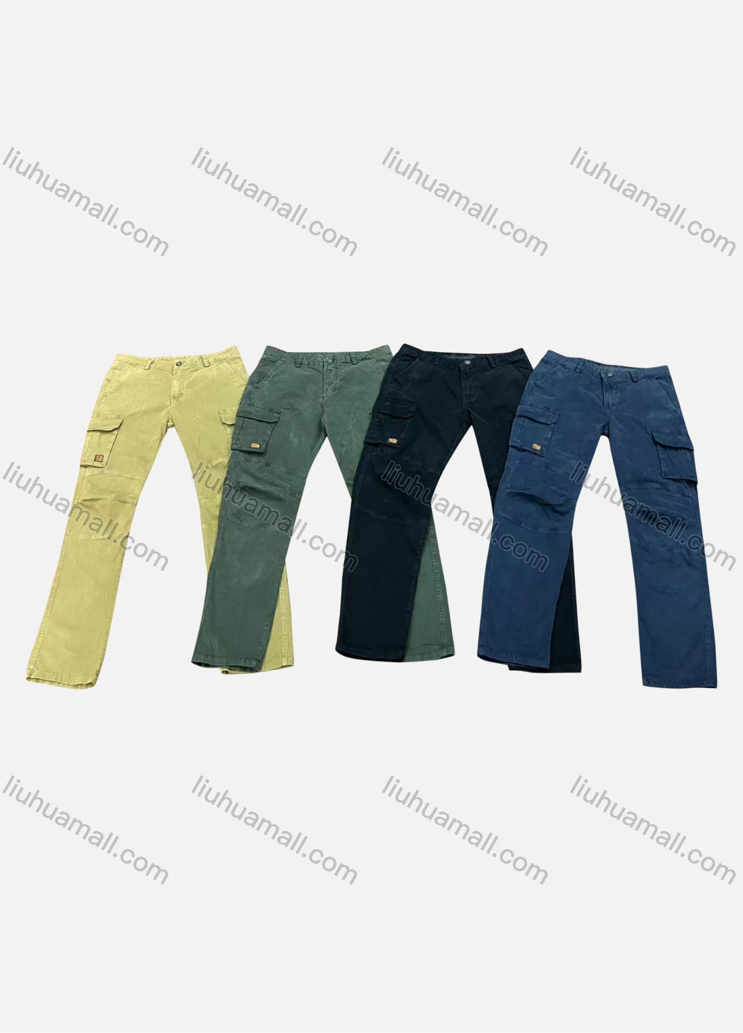 Wholesale Men's Casual Plain Flap Pockets Button Closure Cargo Pant 8913# - Liuhuamall