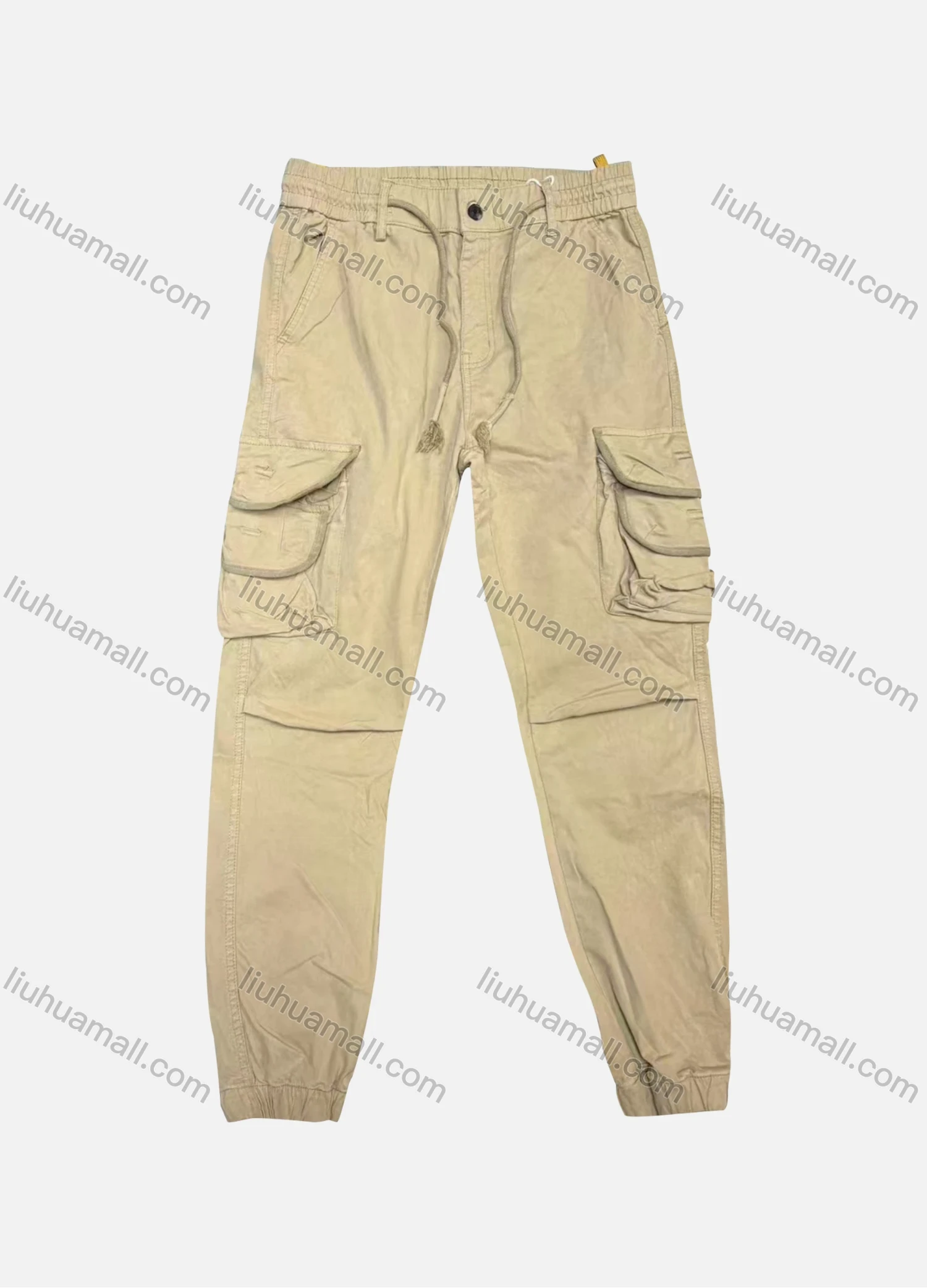 Wholesale Men's Casual Plain Flap Pockets Drawstring Cargo Pant 8108# - Liuhuamall