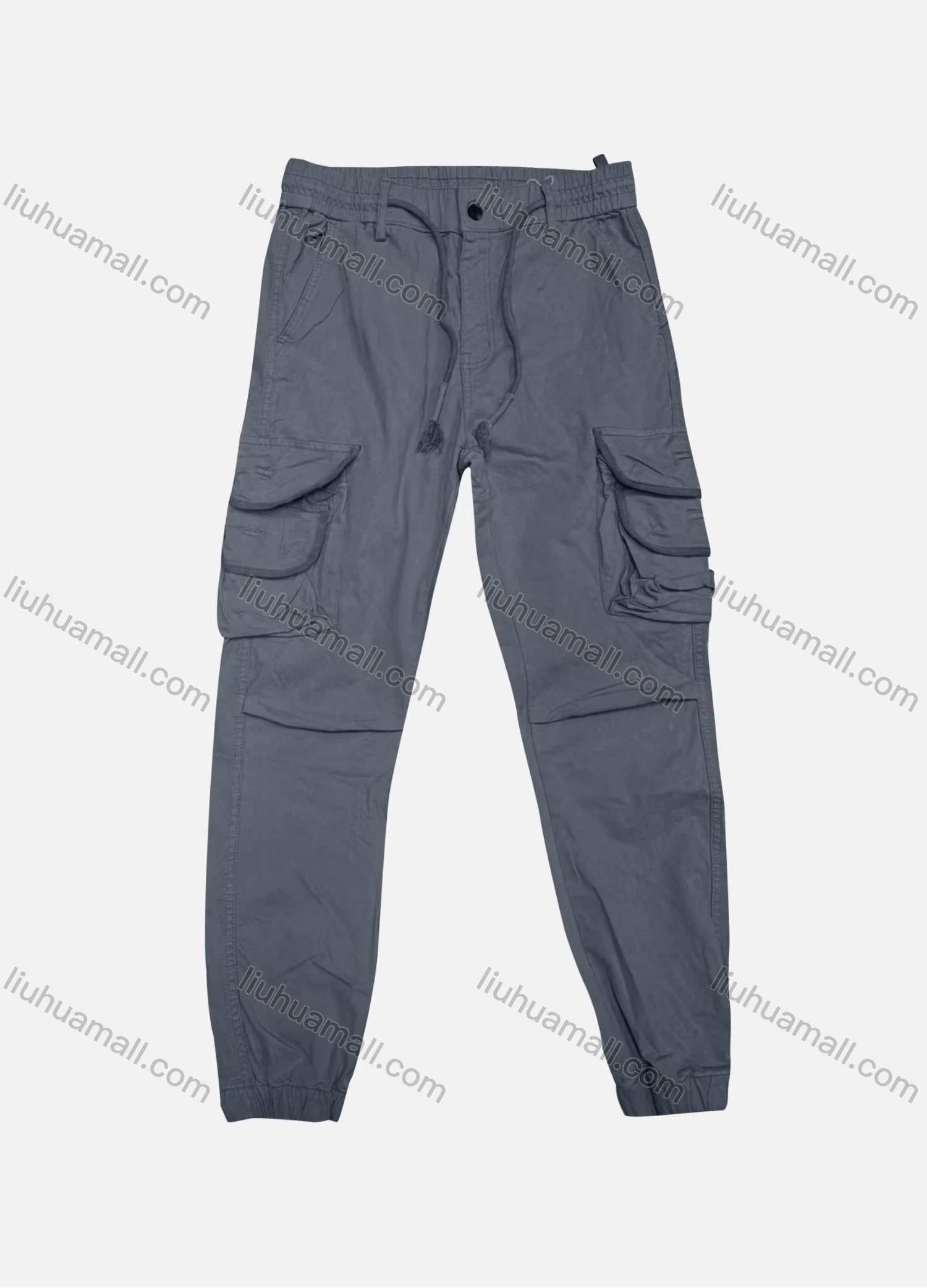 Wholesale Men's Casual Plain Flap Pockets Drawstring Cargo Pant 8108# - Liuhuamall