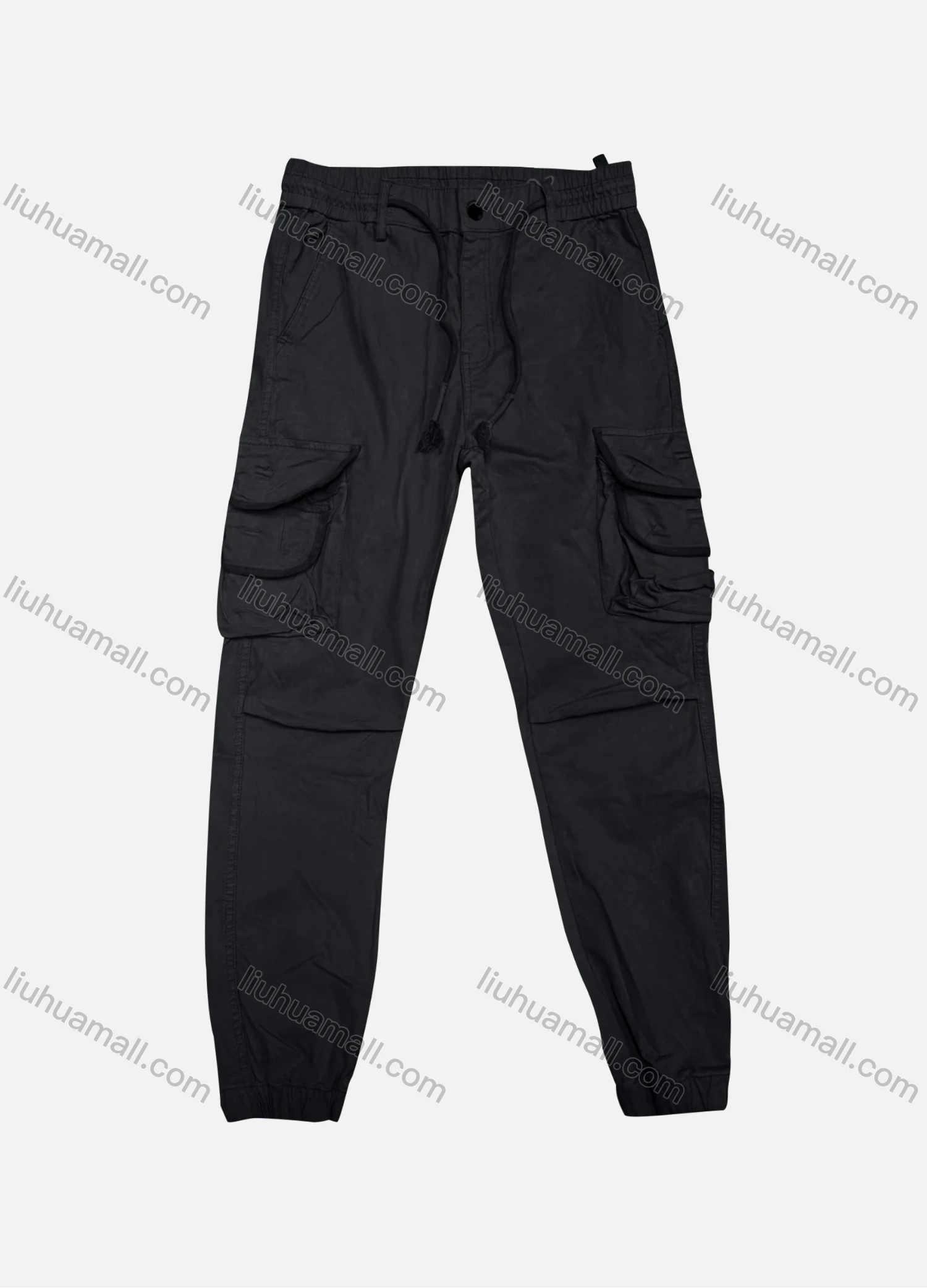 Wholesale Men's Casual Plain Flap Pockets Drawstring Cargo Pant 8108# - Liuhuamall