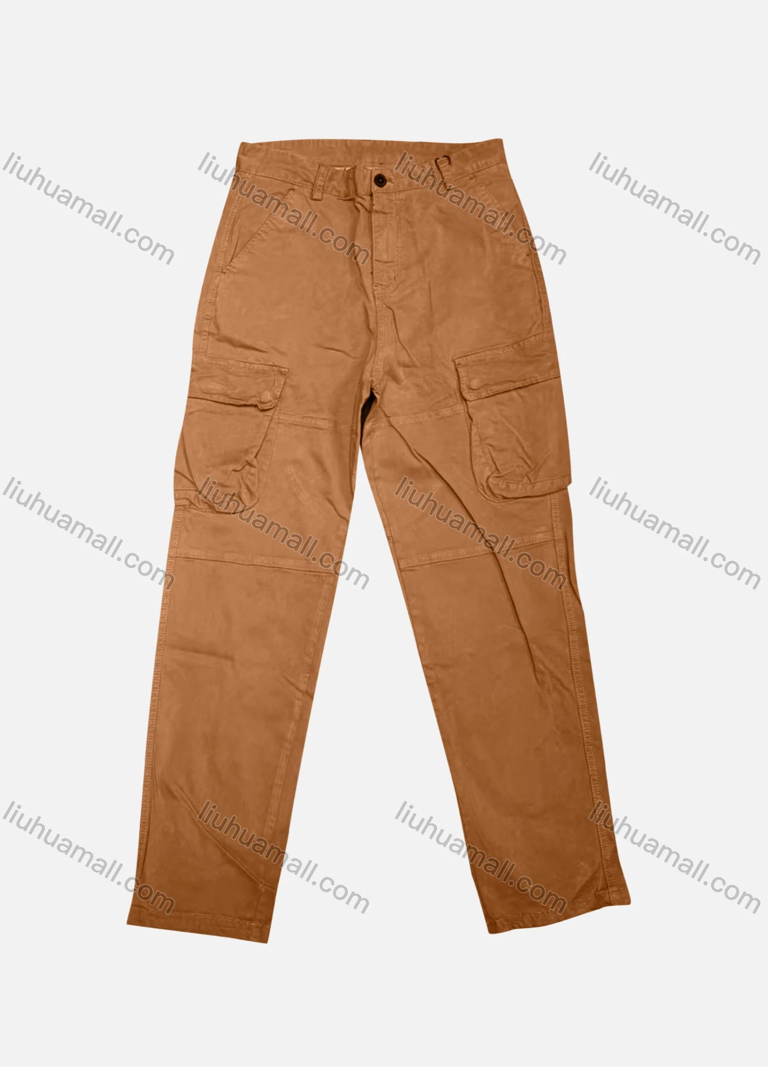 Wholesale Men's Casual Plain Flap Pockets Button Closure Cargo Pant W9107# - Liuhuamall