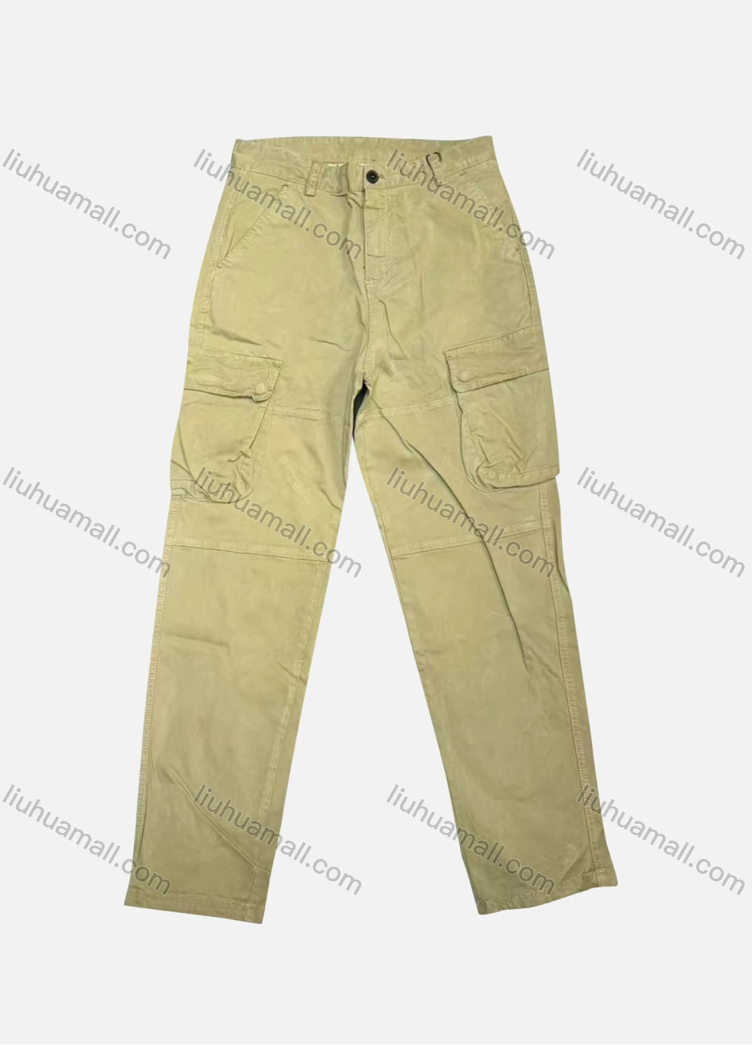 Wholesale Men's Casual Plain Flap Pockets Button Closure Cargo Pant W9107# - Liuhuamall