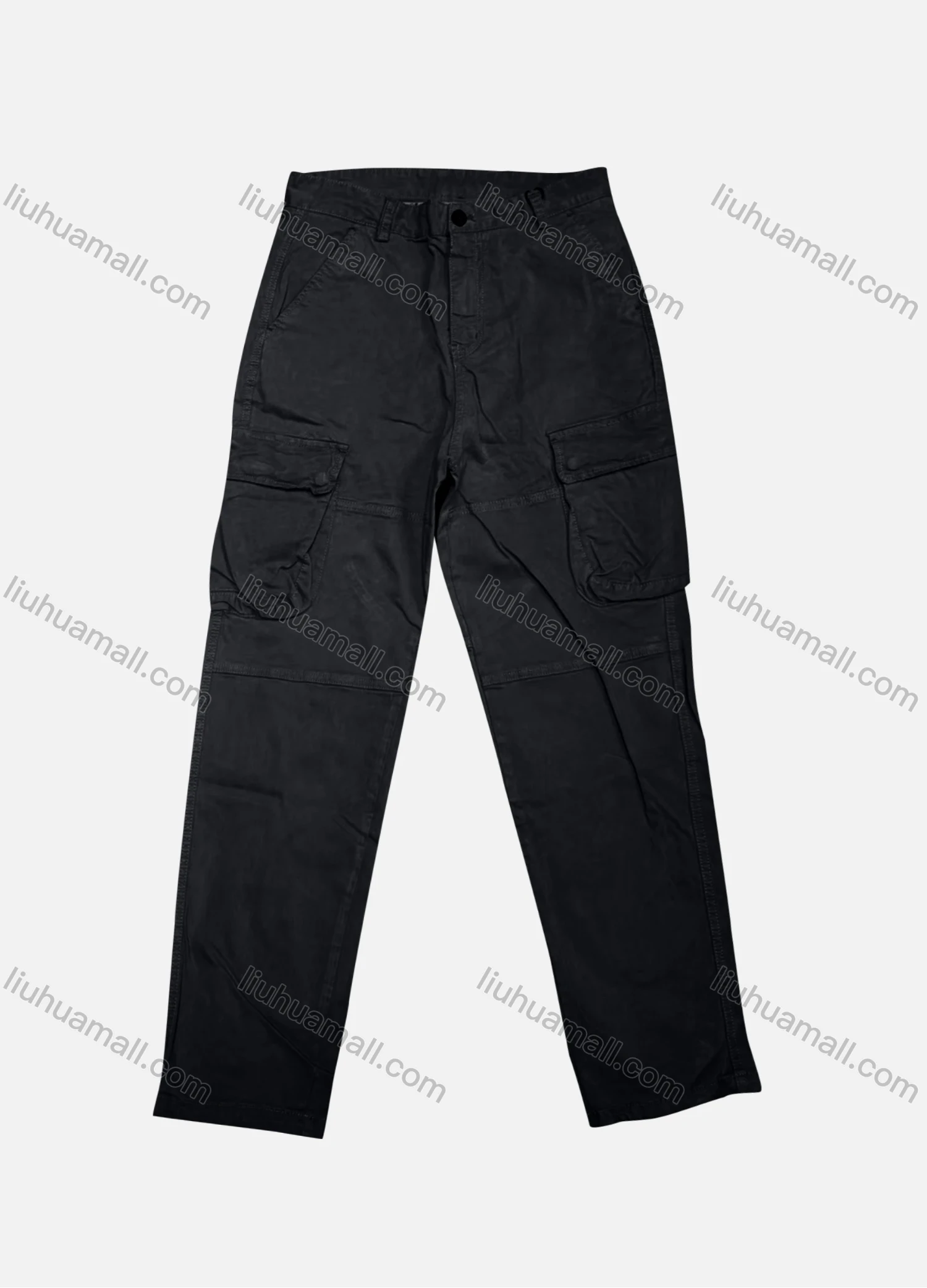 Wholesale Men's Casual Plain Flap Pockets Button Closure Cargo Pant W9107# - Liuhuamall