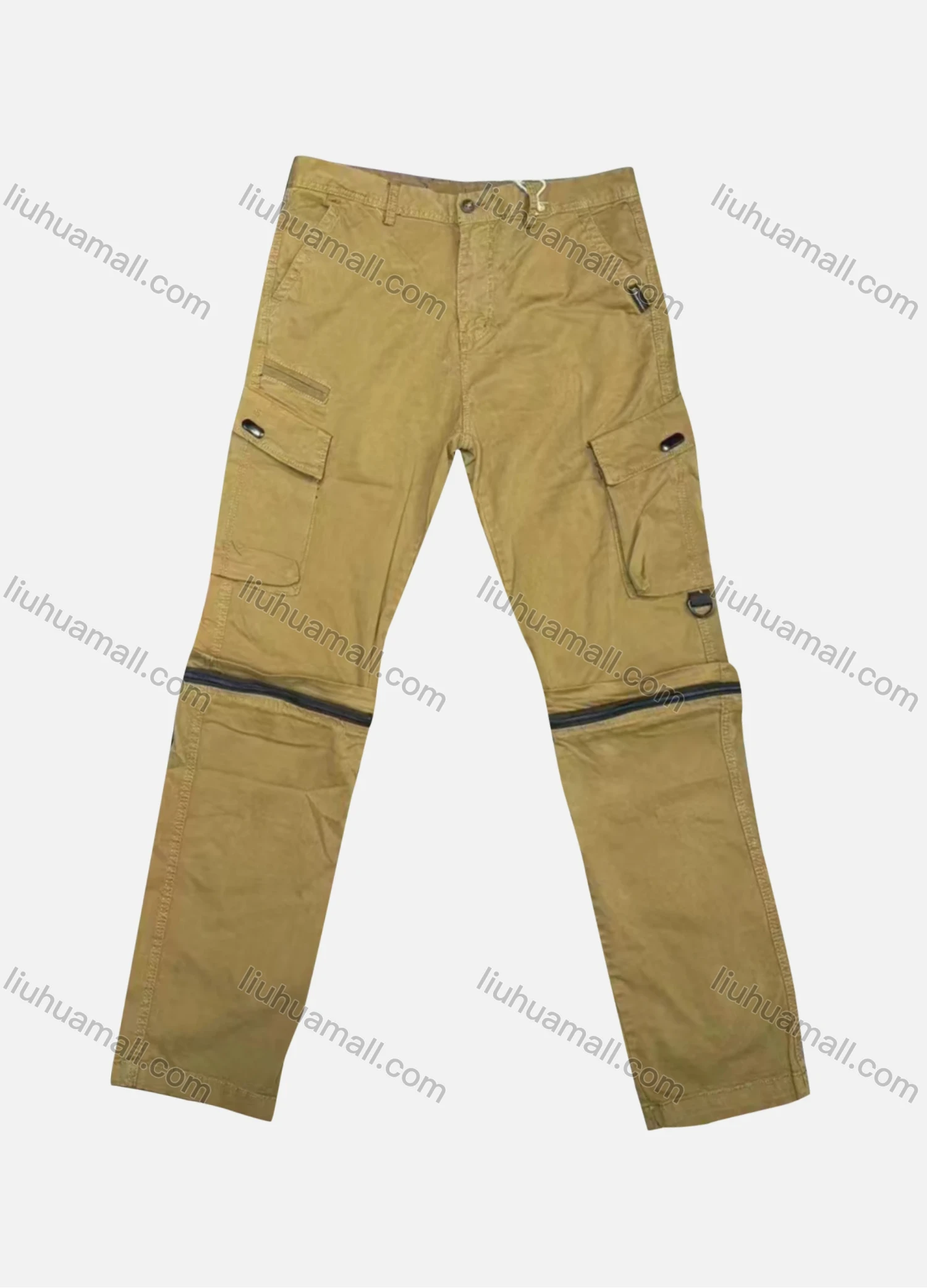 Wholesale Men's Casual Plain Flap Pockets Button Closure Cargo Pant 9A873# - Liuhuamall