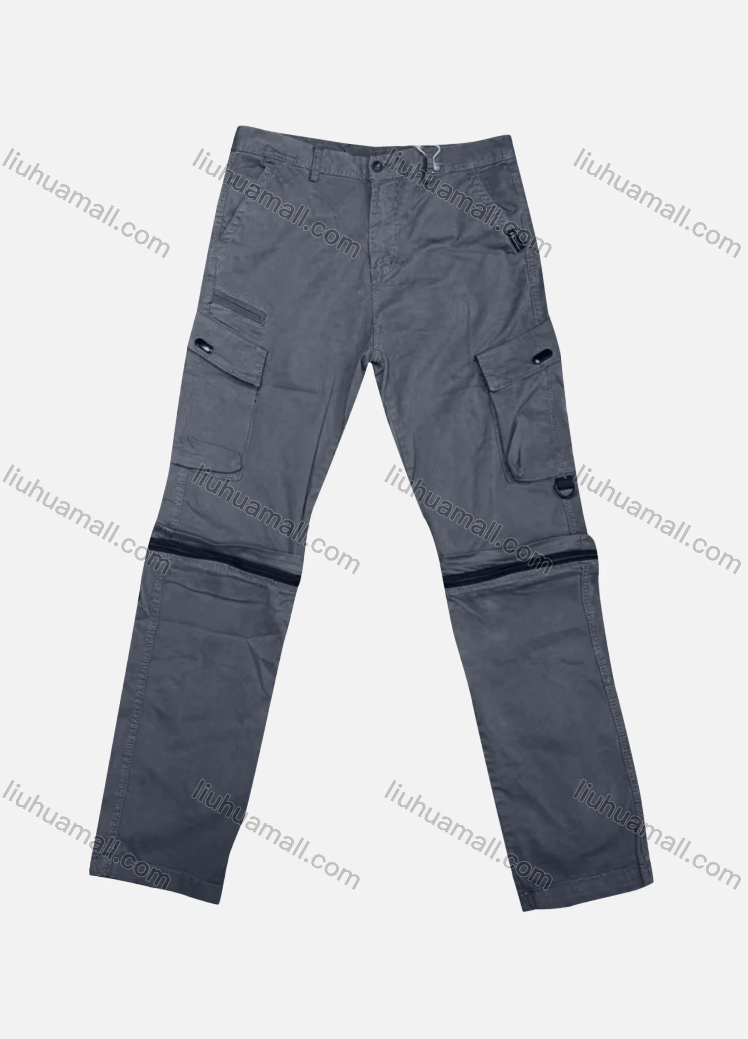 Wholesale Men's Casual Plain Flap Pockets Button Closure Cargo Pant 9A873# - Liuhuamall