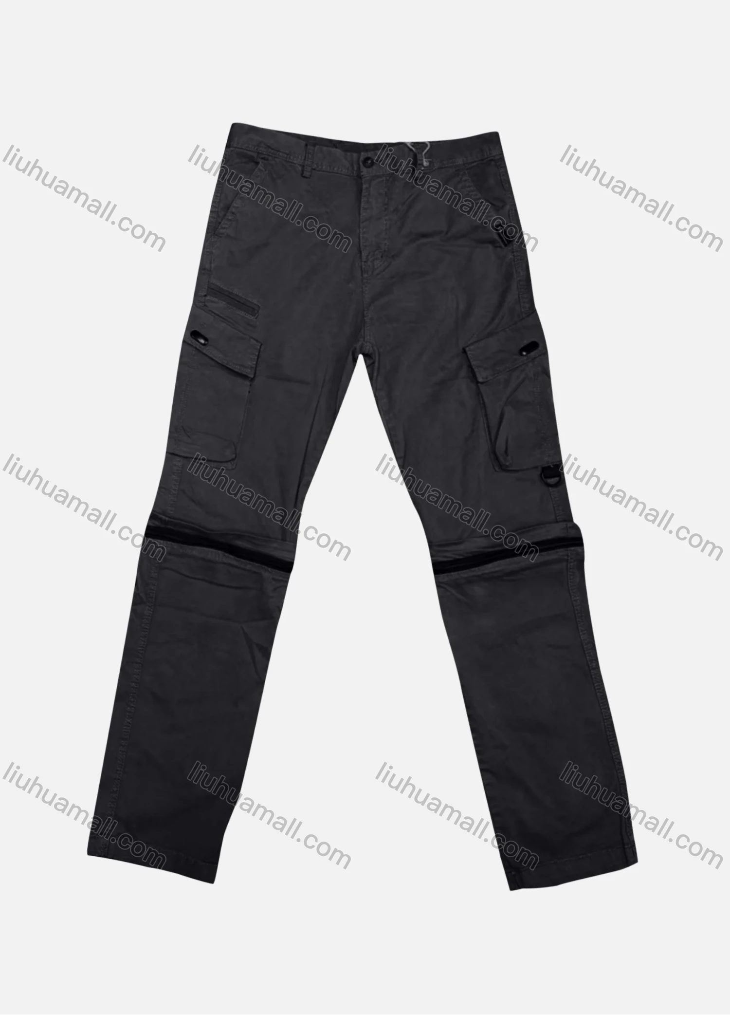 Wholesale Men's Casual Plain Flap Pockets Button Closure Cargo Pant 9A873# - Liuhuamall