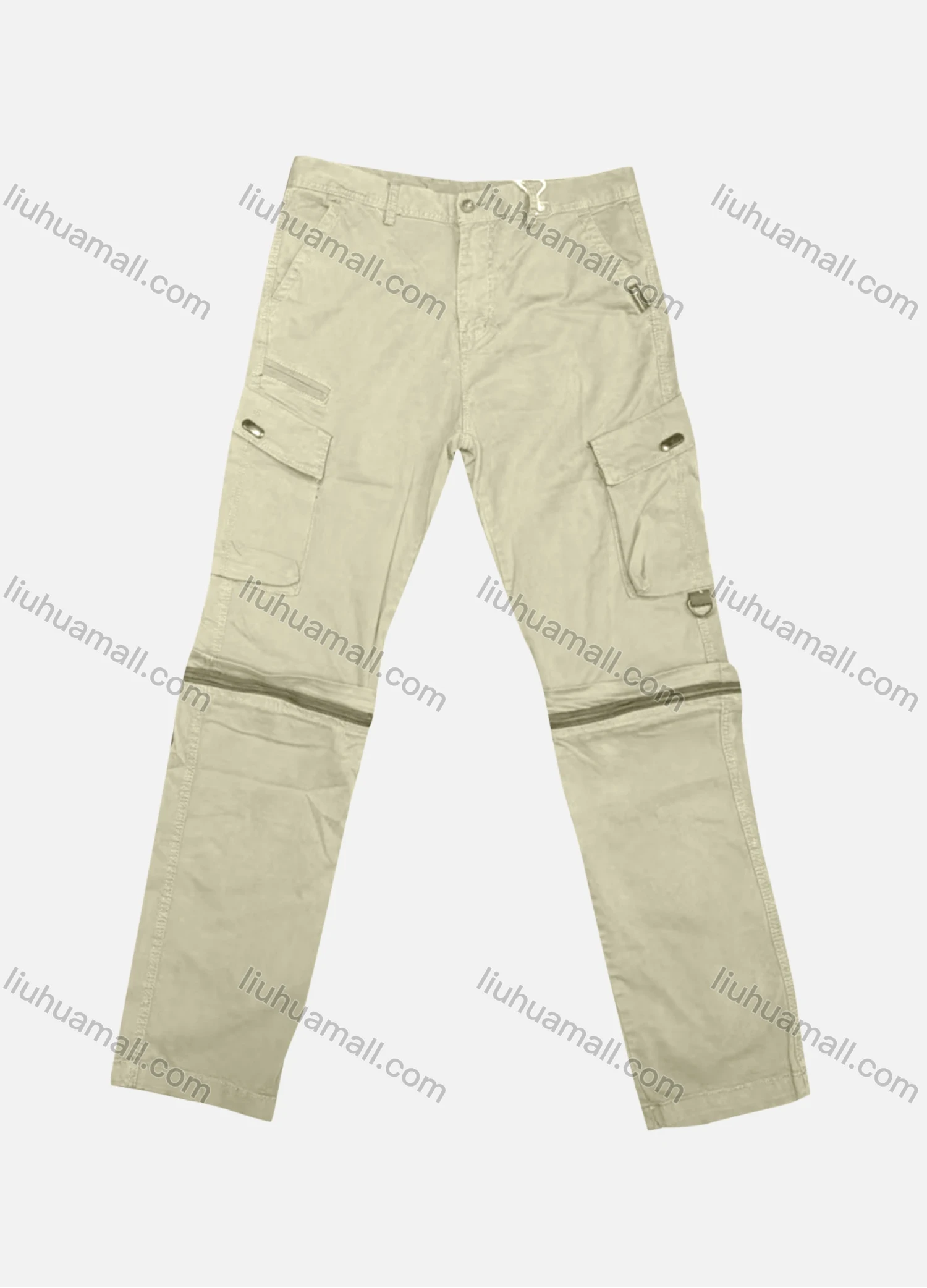 Wholesale Men's Casual Plain Flap Pockets Button Closure Cargo Pant 9A873# - Liuhuamall
