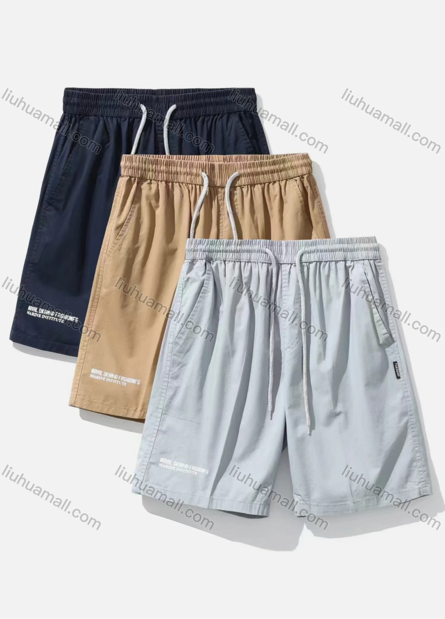 Wholesale Men's Casual Plain Patch Pocket Drawstring Shorts 621# - Liuhuamall