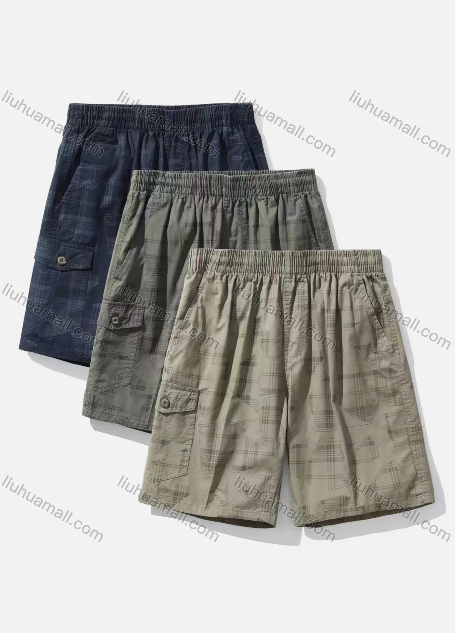 Wholesale Men's Casual Letter Flap Pockets Elastic Waist Shorts 617# - Liuhuamall